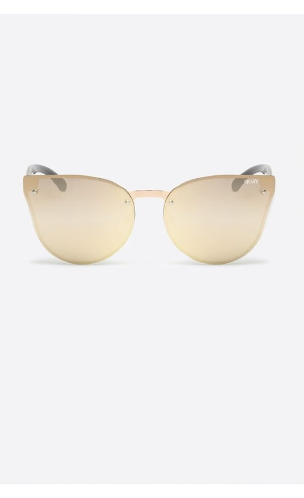QUAY Australia HIGHER LOVE Sunglasses with gold-tinted lenses, durable polycarbonate frame. Perfect for outings. Brisbane to Gold Coast.