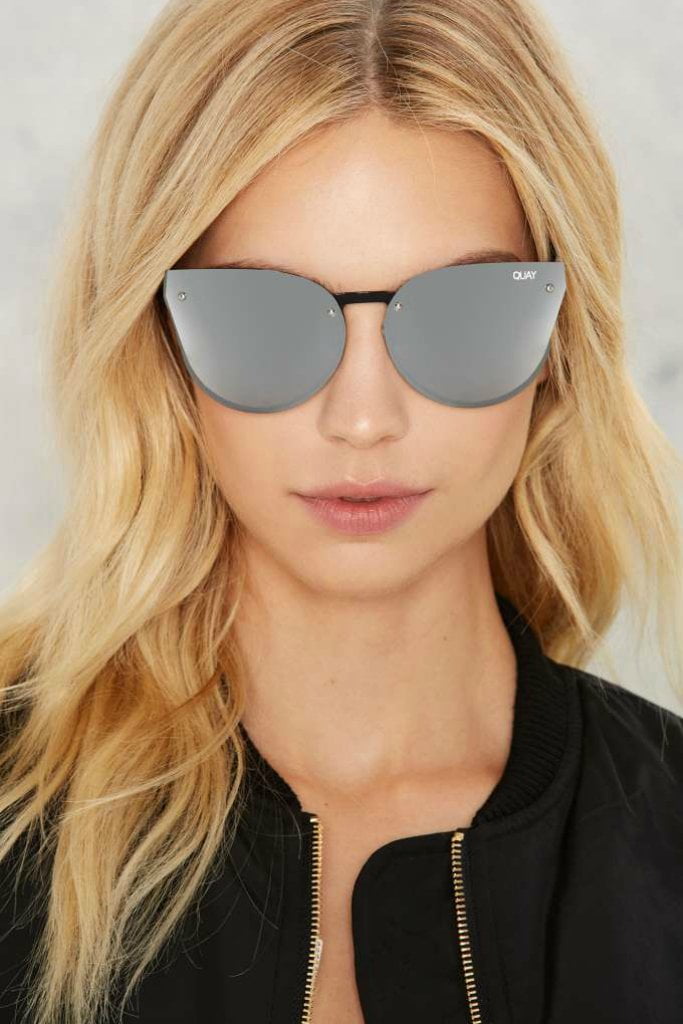 Quay Australia HIGHER LOVE Black &amp; Silver Designer Sunglasses QUAY Australia$ AfterPay Humm ZipPay LayBuy Sezzle