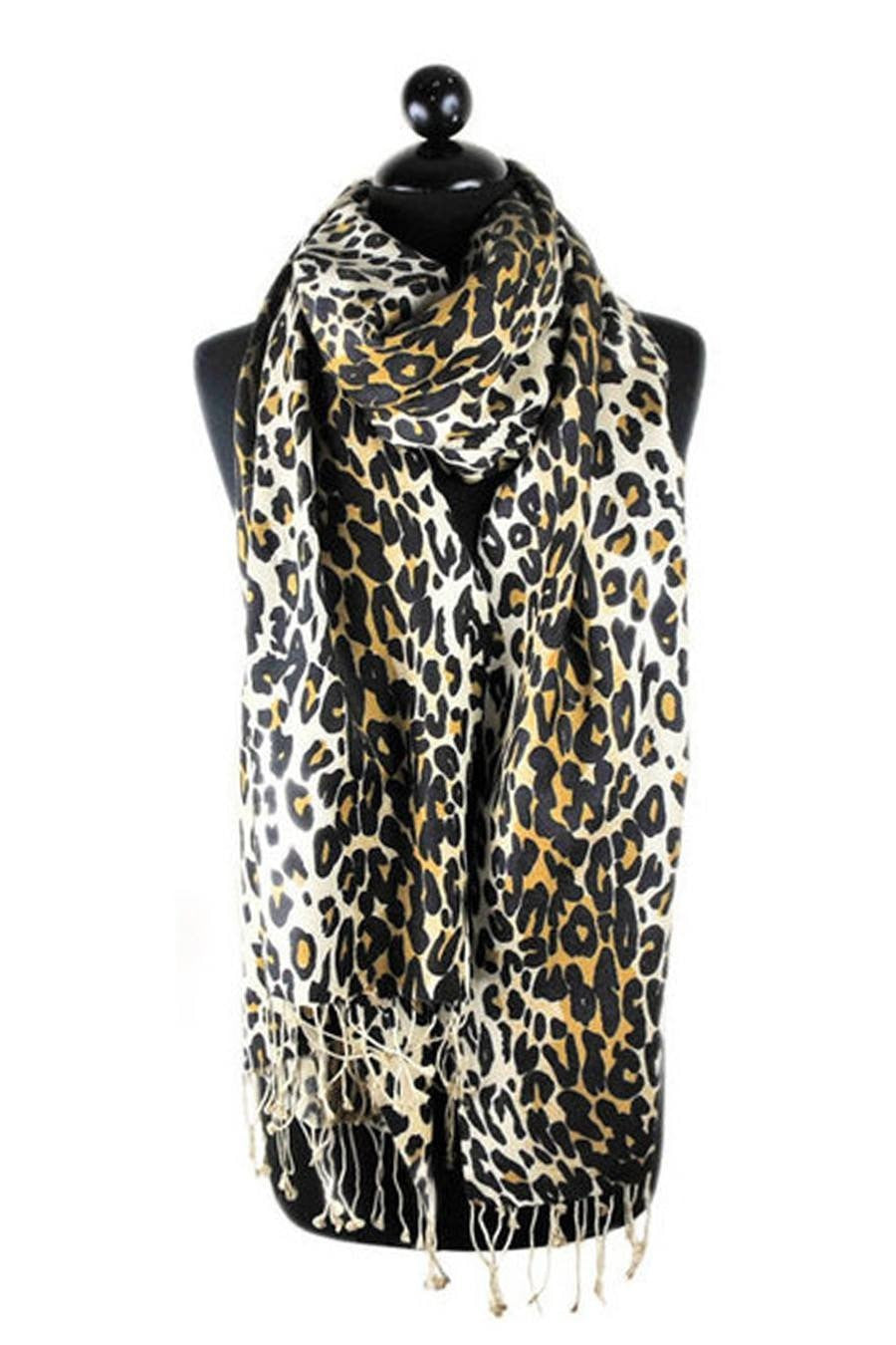 Tolani Silk Pashmina Leopard Scarf Tolani$ AfterPay Humm ZipPay LayBuy Sezzle