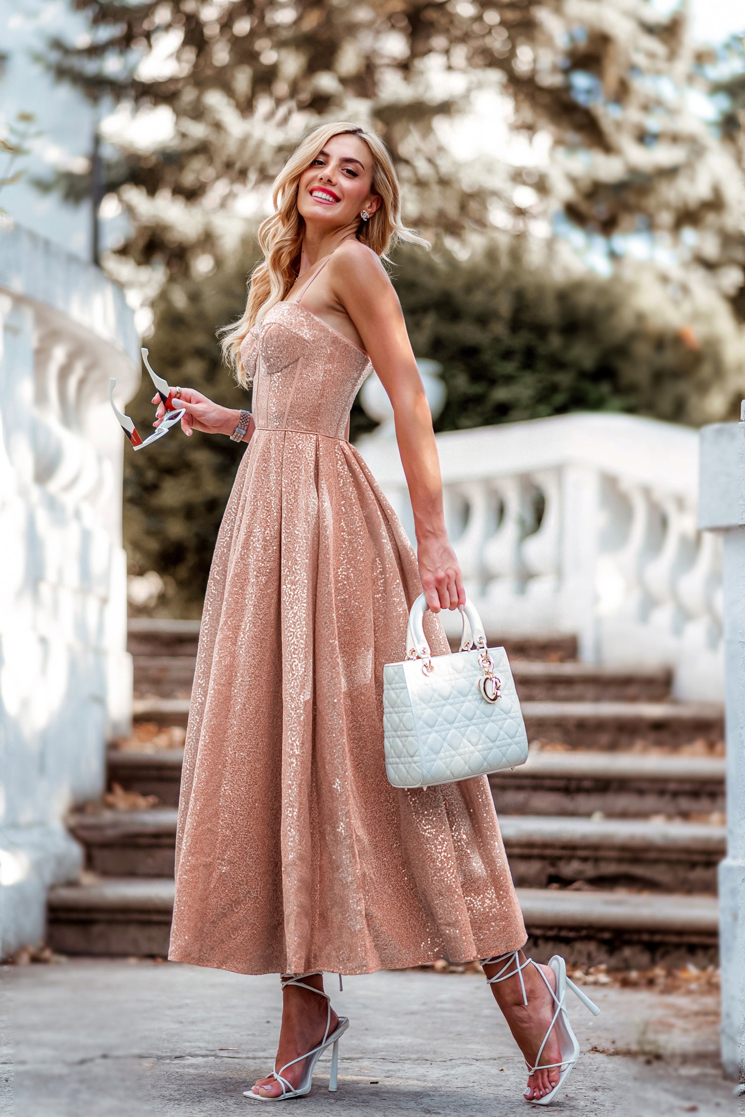 TINA HOLLY COUTURE TK312 sequin A-line semi formal dress with sweetheart neckline, tea length, elegant style, Brisbane to Gold Coast