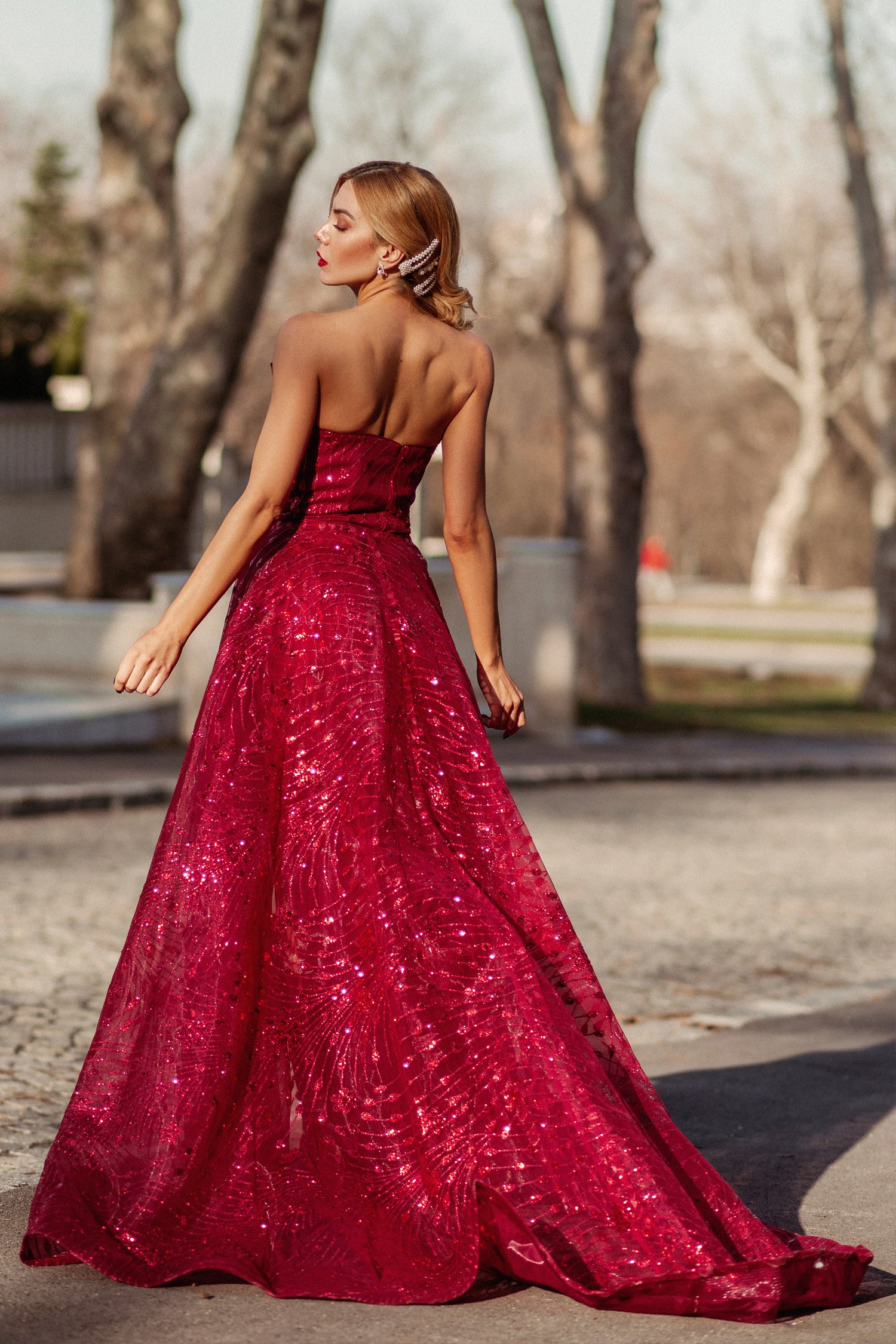 Tina Holly Couture TK310 Glitter Formal Dress w Over Skirt