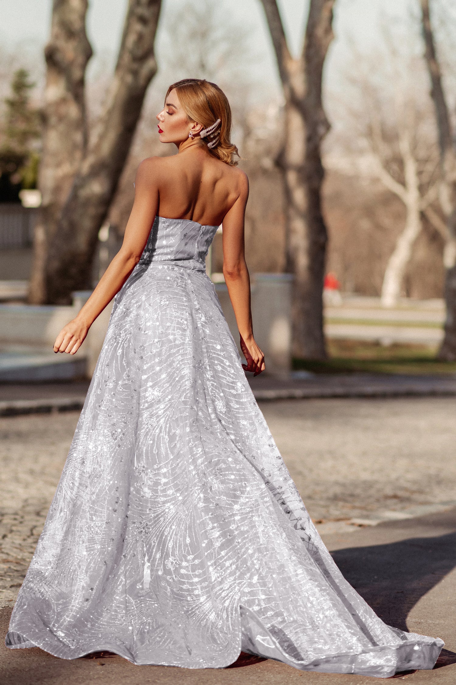 Tina Holly Couture TK310 Glitter Formal Dress w Over Skirt