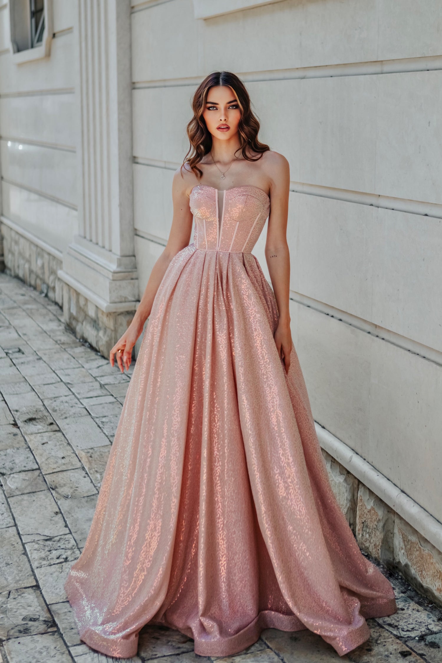 TINA HOLLY COUTURE TK313 strapless sequin prom gown with sweetheart neckline, Brisbane to Gold Coast