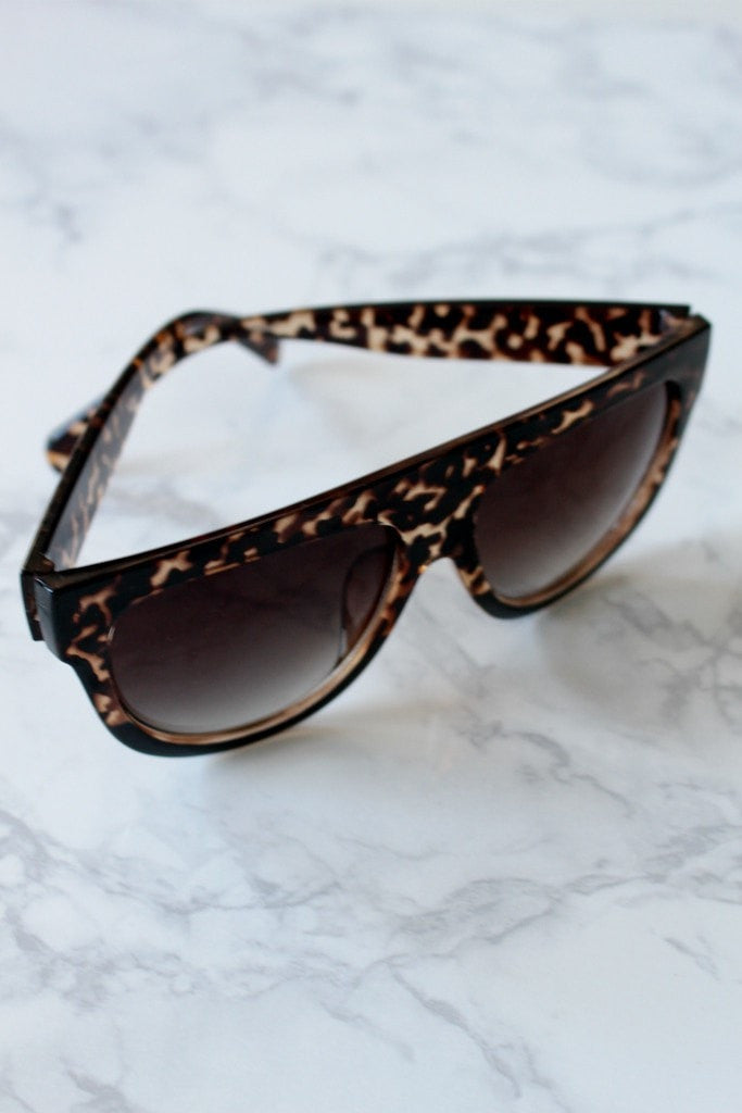 Honey Couture SELENA Flat Top Sunglasses with tortoise pattern, perfect for bold fashion statements, from Australian Formal Store.