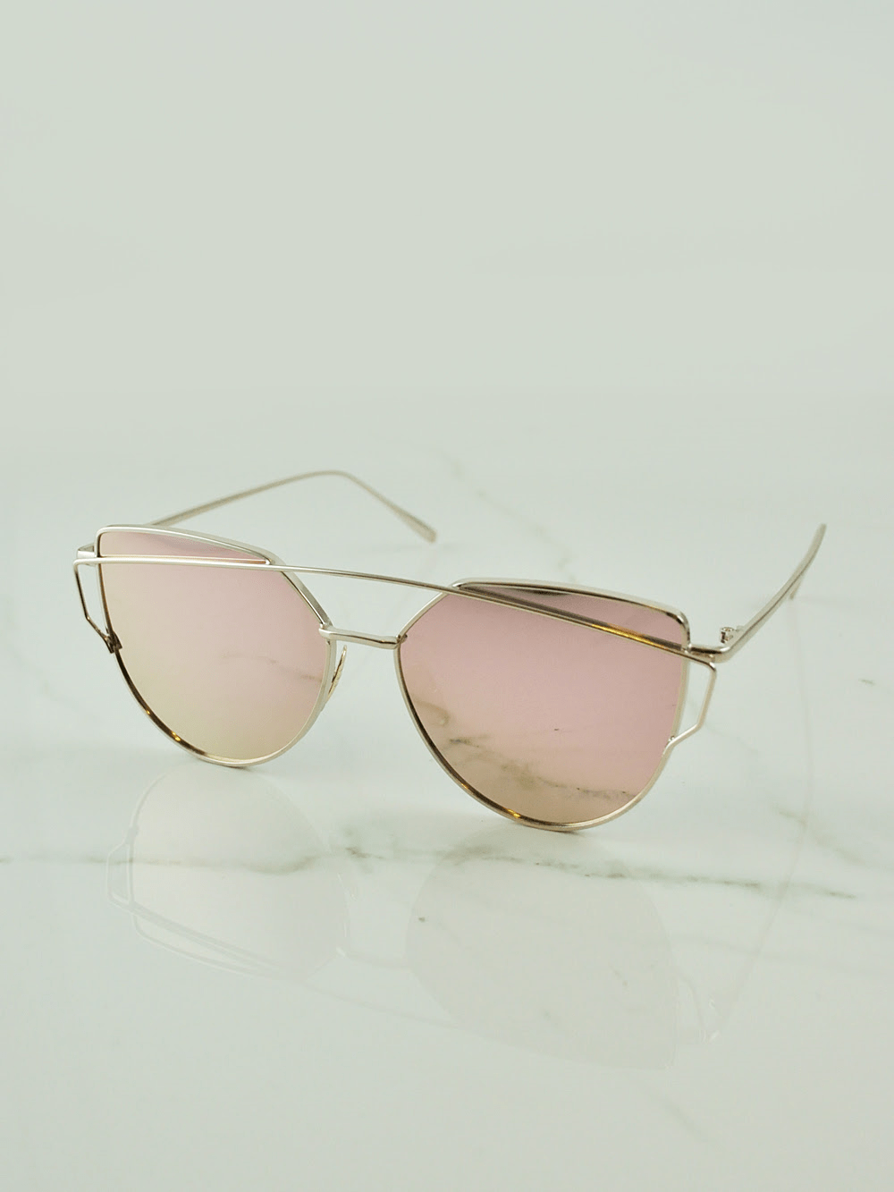 Honey Couture KOURTNEY Rose Gold Pink Mirror Sunglasses Honey Couture Sunglasses$ AfterPay Humm ZipPay LayBuy Sezzle