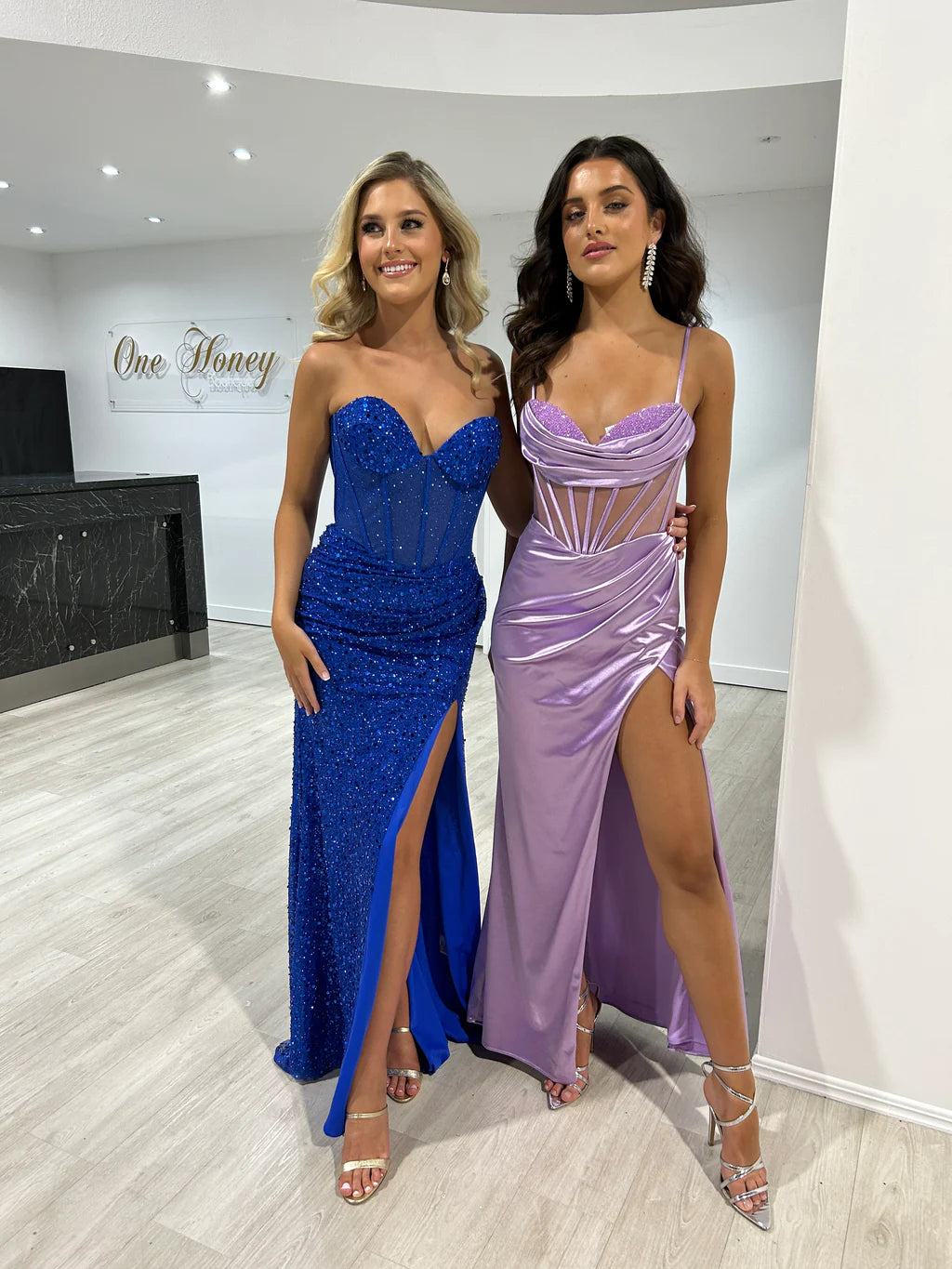Banner showcasing Lavender Corset Lace Up DOJA Prom and Formal Dresses for sale in Australia online at One Honey Boutique 