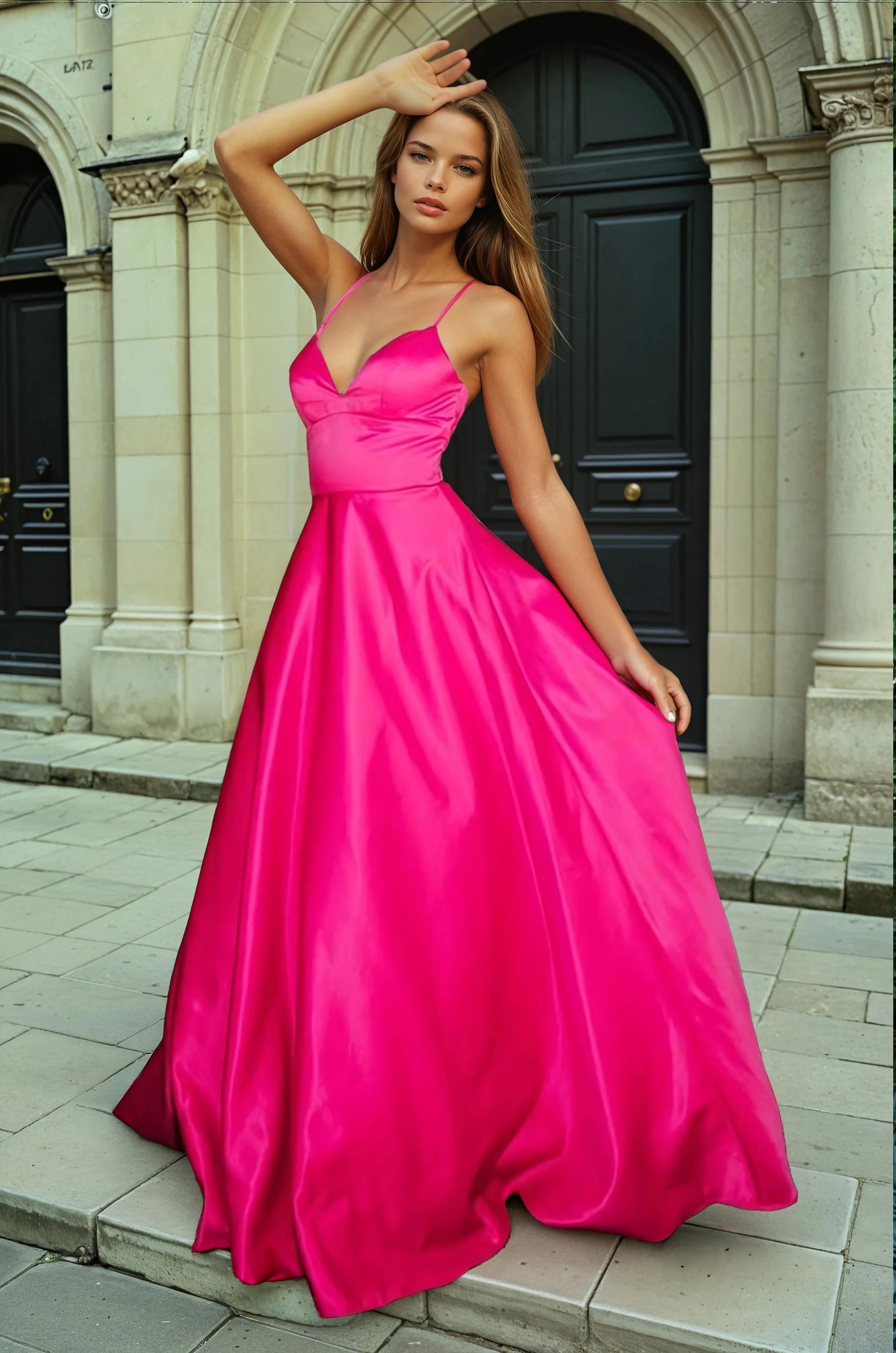 PATEL A Line Satin Ball Gown Prom & Formal Dress