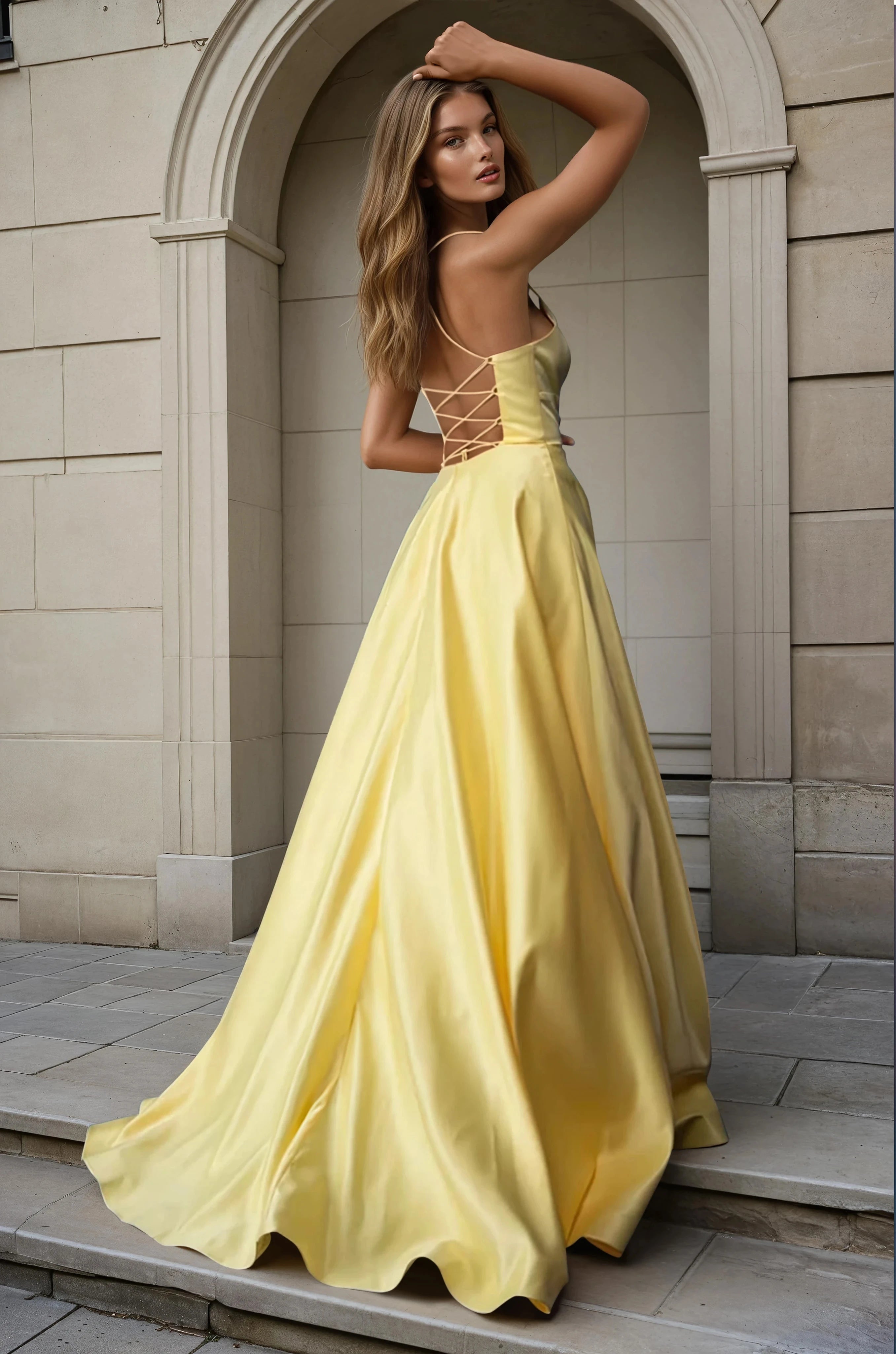 PATEL A Line Satin Ball Gown Prom & Formal Dress