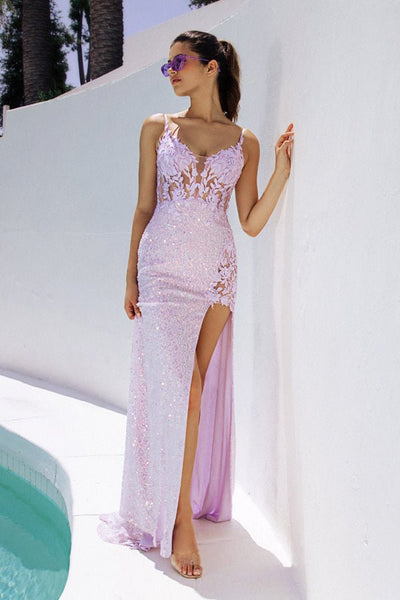 ZALIA Sequin Embroidered Bodice Mermaid Prom Formal Dress