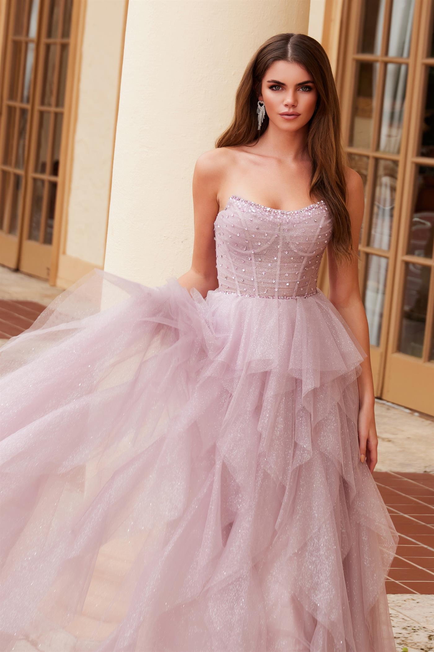 JEENE Strapless Glitter Tulle Dress with beaded bodice, ruffled skirt, prom gown style, Brisbane to Gold Coast, Australia.