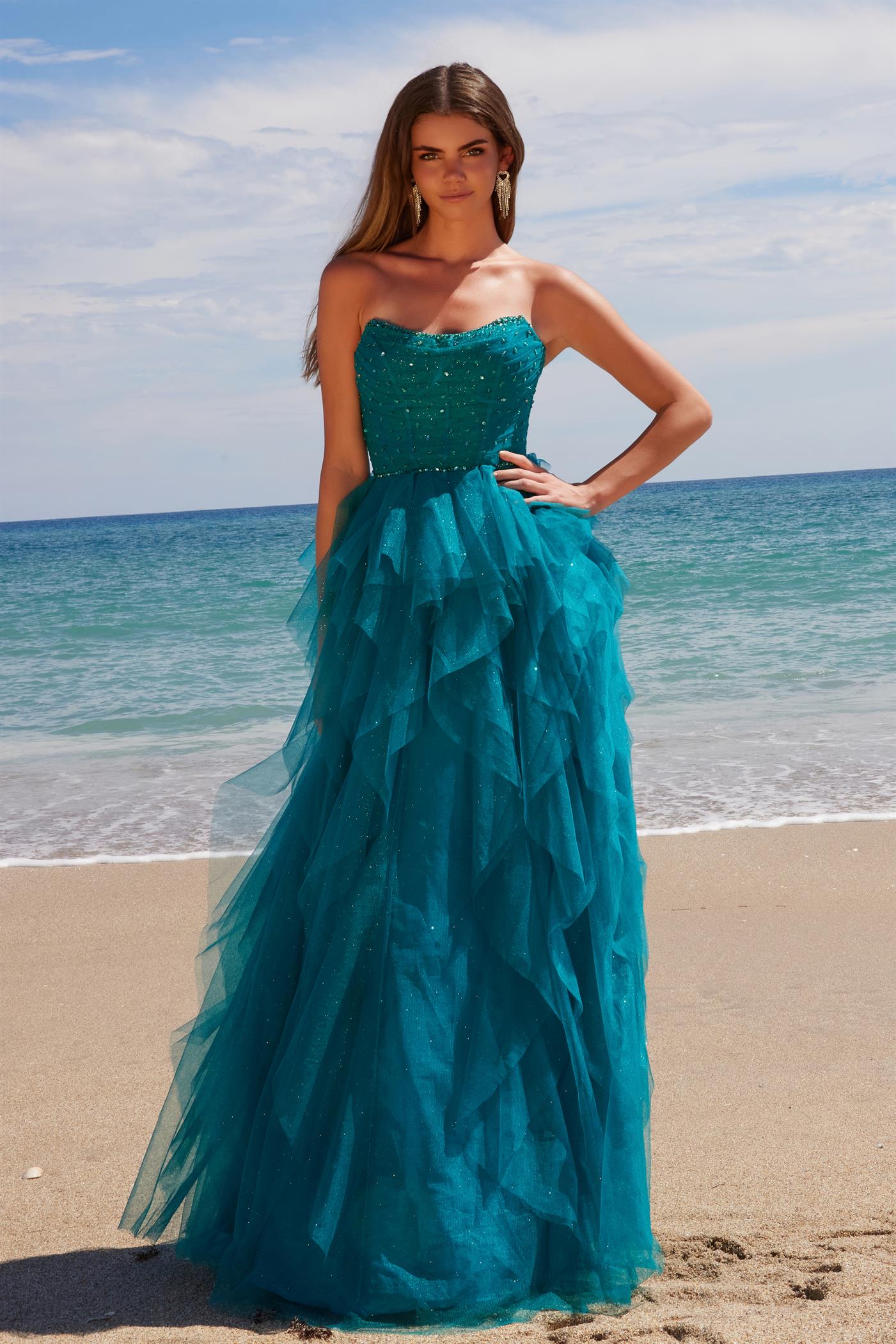 JEENE Strapless Glitter Tulle Dress with beaded bodice, perfect prom gown. Brisbane to Gold Coast, Australia.