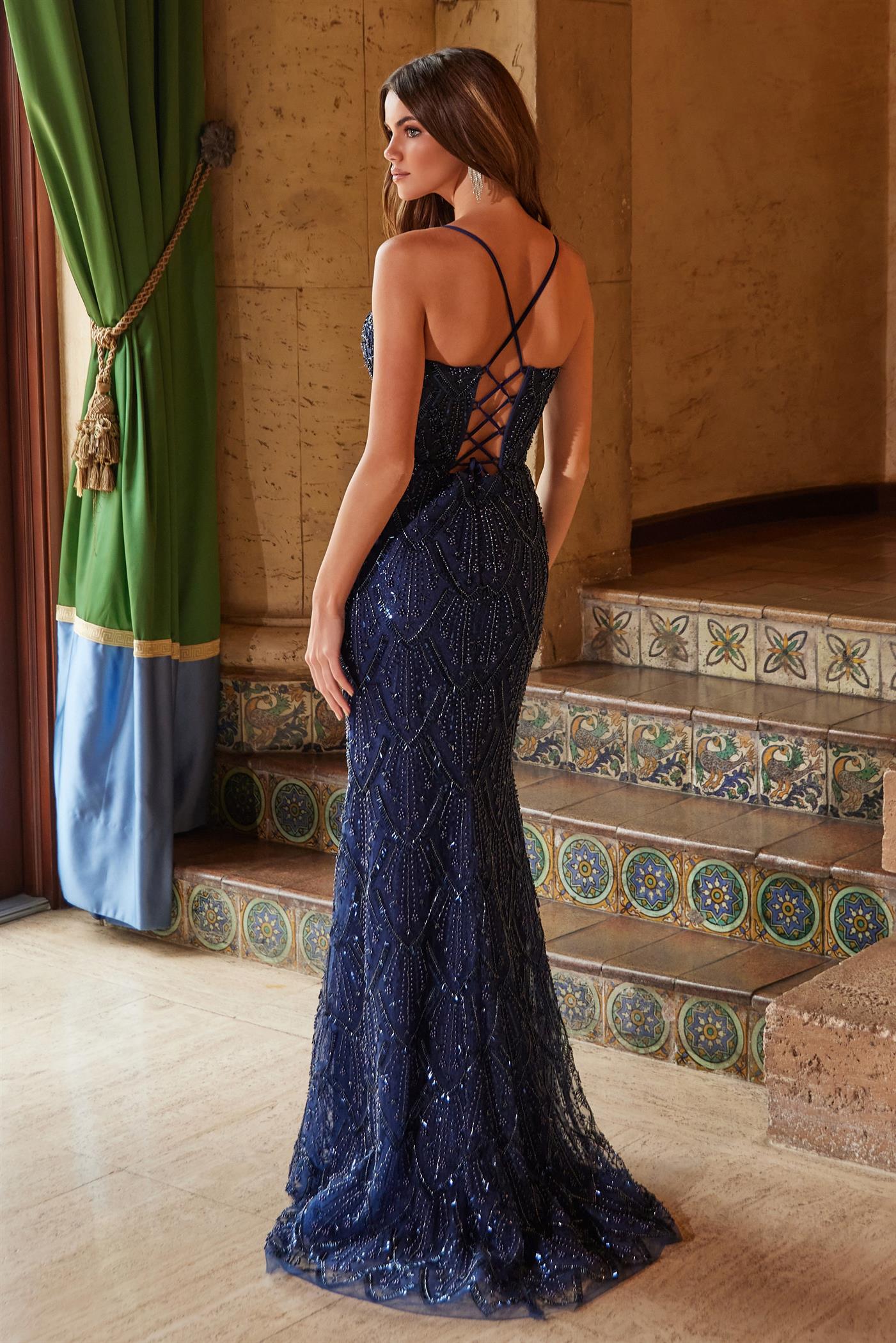MAREN Beaded Couture Tulle Mermaid Dress with lace-up back, elegant floor-length prom gown. Brisbane to Gold Coast.