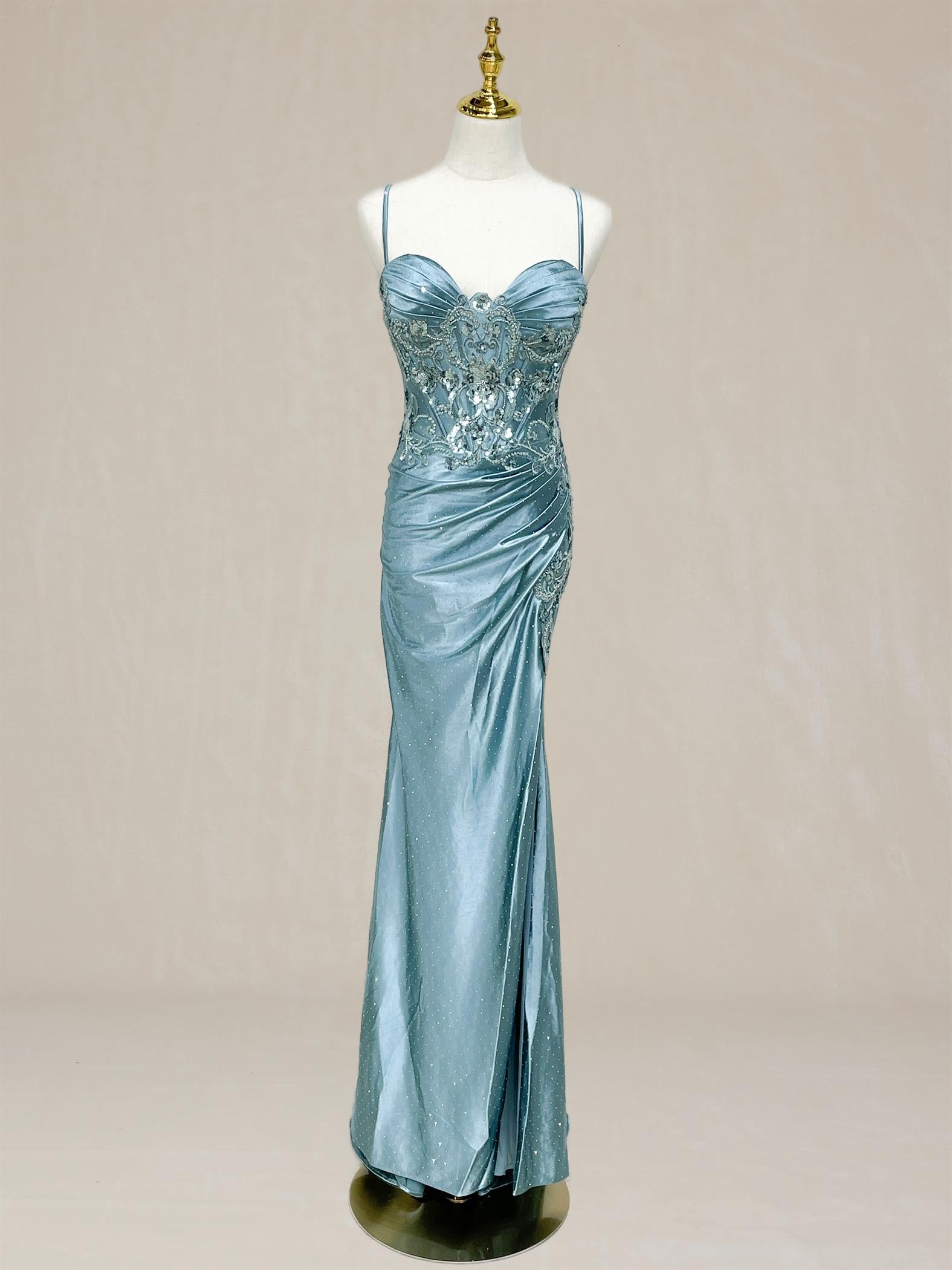 GAJA Sweetheart Glitter Shimmer Beaded Applique Mermaid Prom & Formal Dress