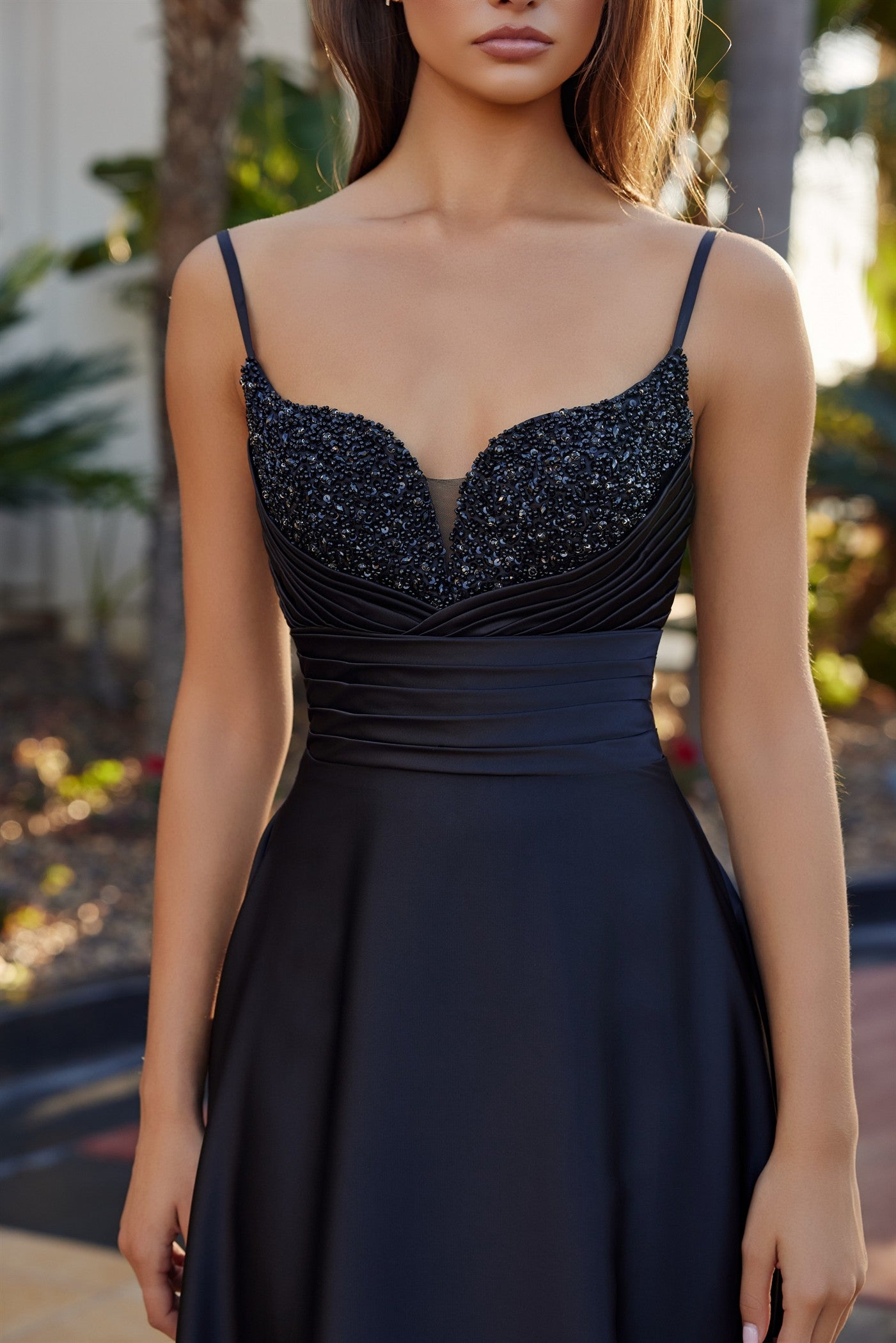 AUBREY Satin Sweetheart Beaded A-Line Gown Prom & School Formal Dress