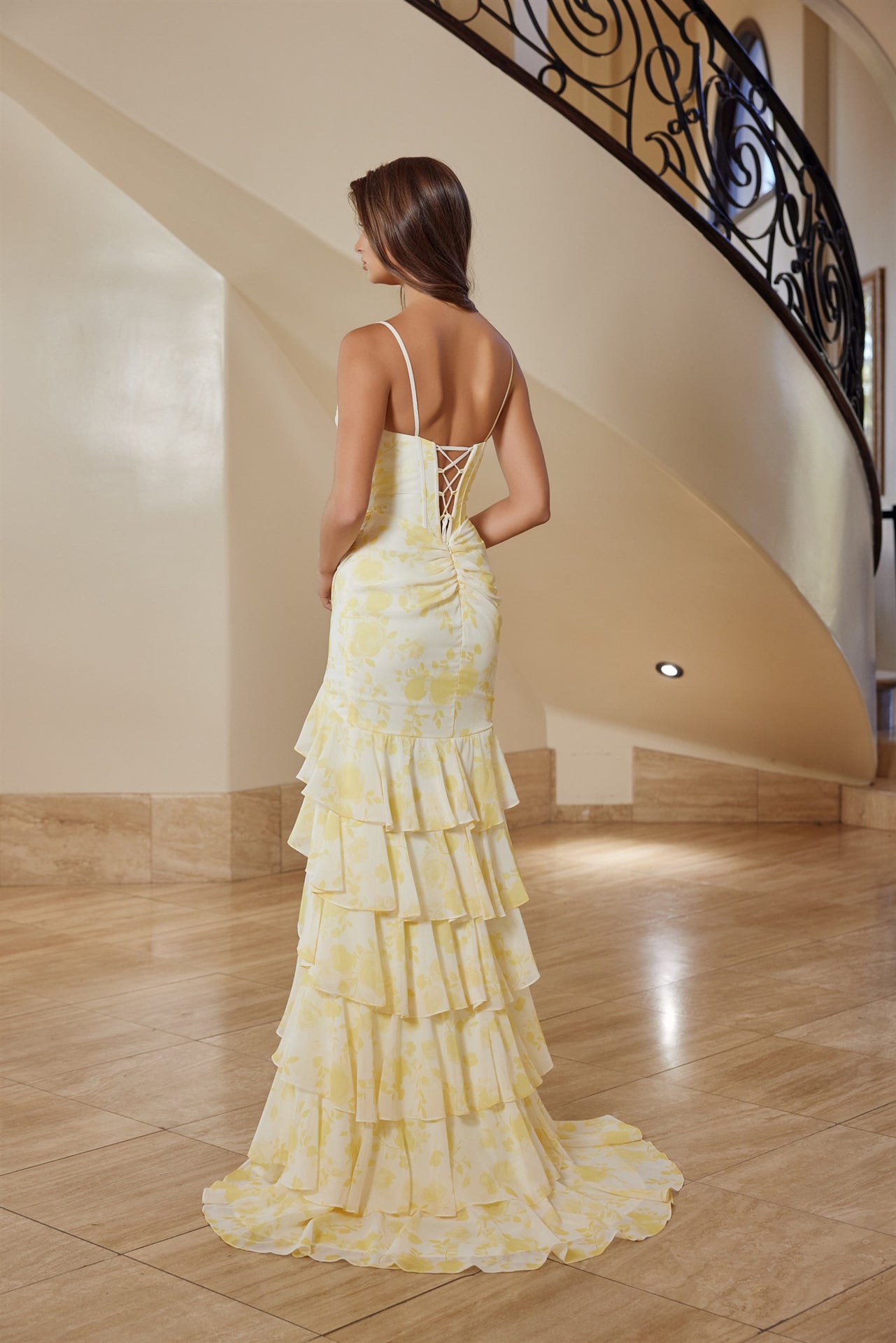 GRIER Chiffon Corset Mermaid Flare Prom & School Formal Dress