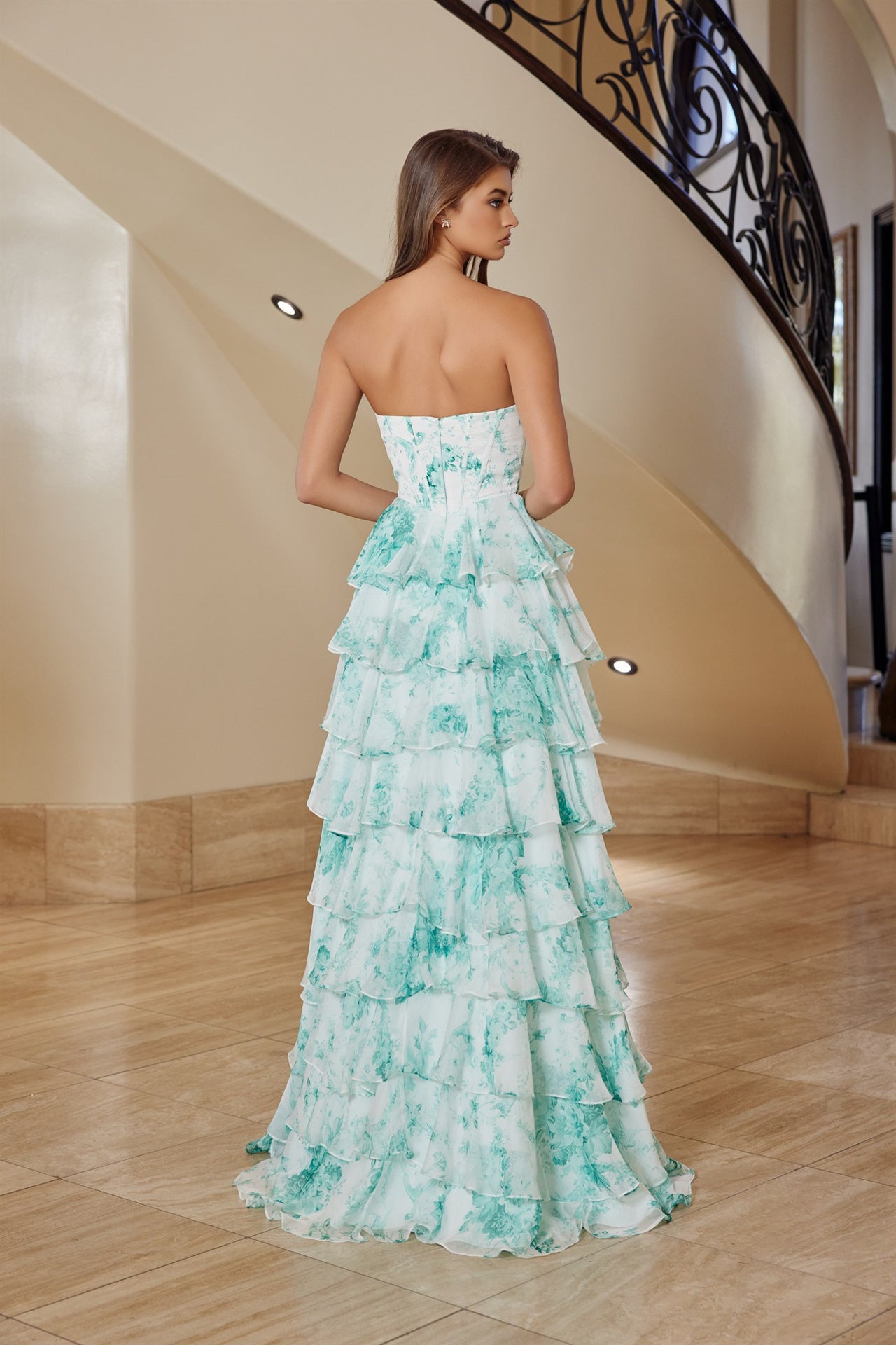 PASCAL Chiffon Strapless Sweetheart Ruffle Skirt Prom & School Formal Dress