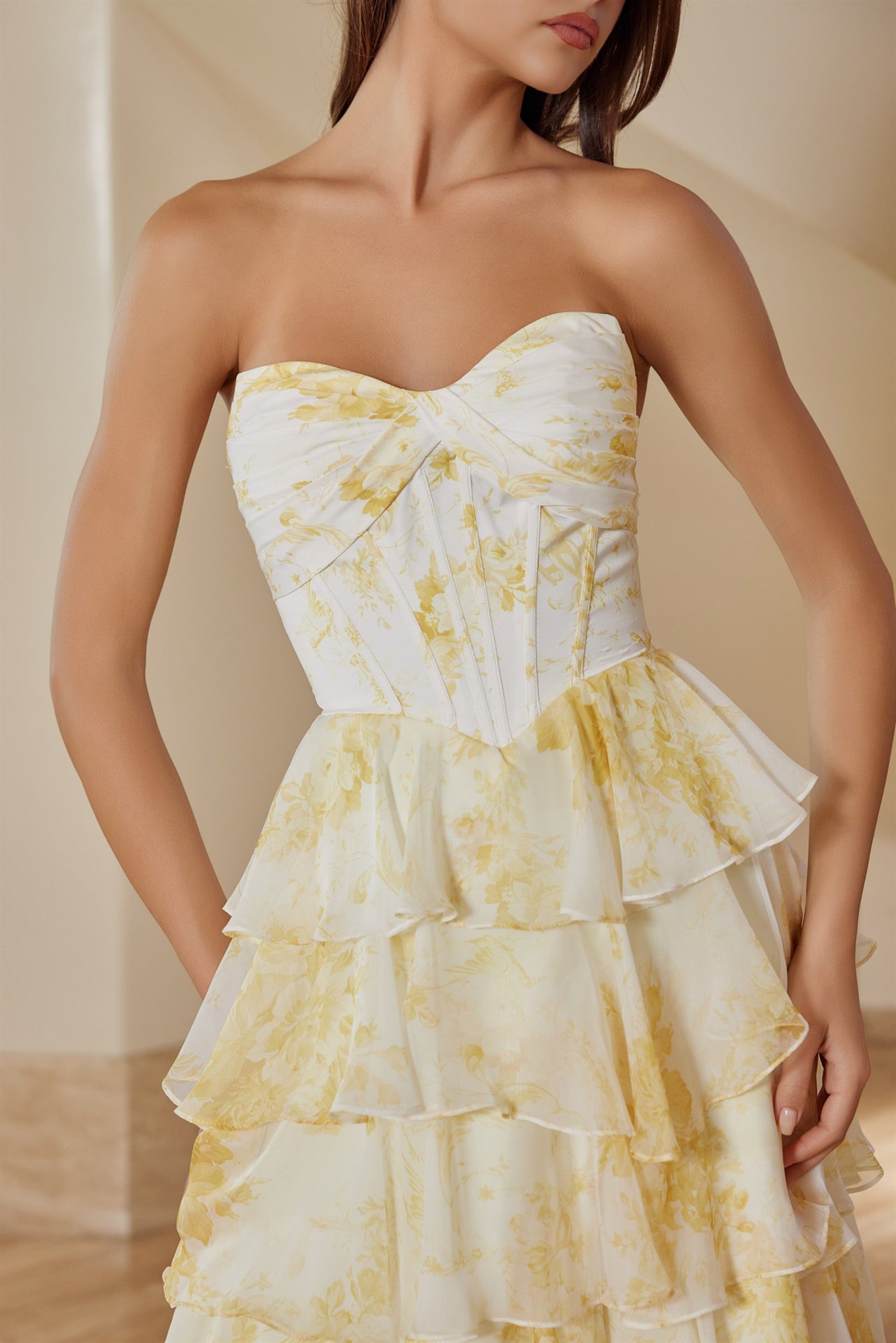PASCAL Chiffon Strapless Sweetheart Ruffle Skirt Prom & School Formal Dress