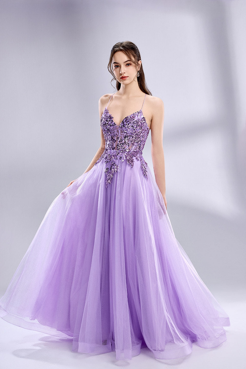 Honey Couture NOVINE Sequin & Glitter Mesh Tulle Formal Dress