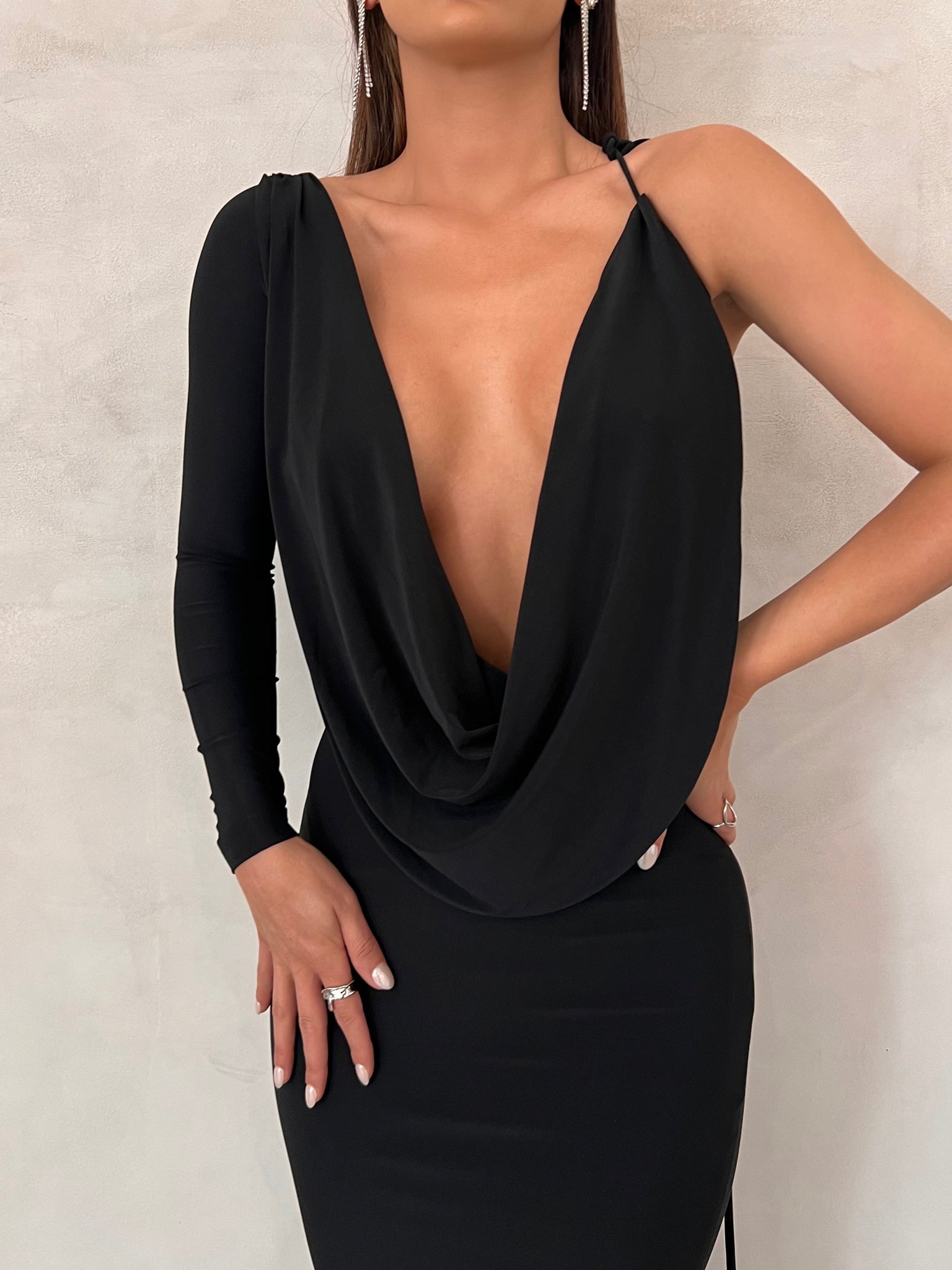 MÉLANI The Label EMILIA Black Reversible One Sleeve Dress