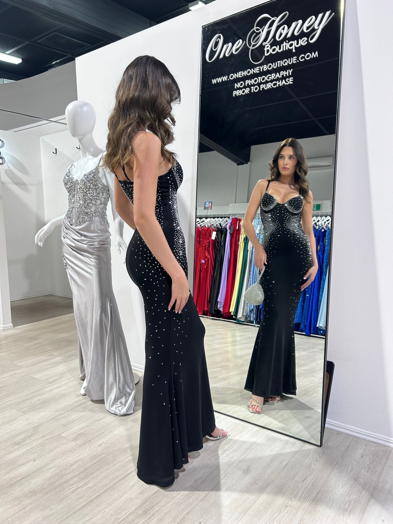 JAYDAH Ombre Diamante Semi Formal & Prom Dress in Australia | One Honey Boutique