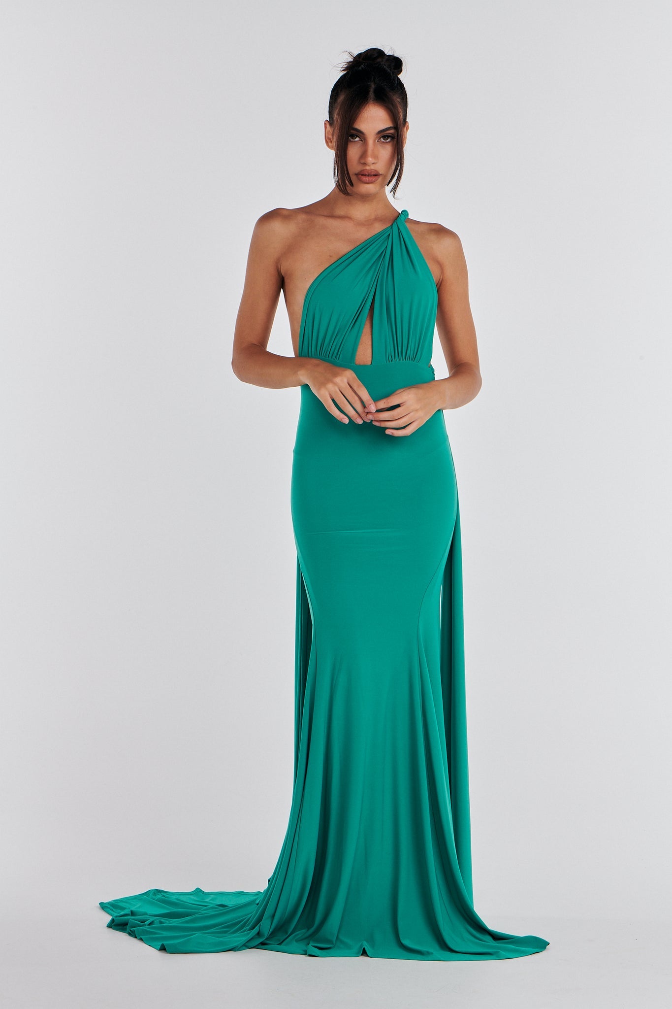 MÉLANI The Label ELIANA Jade Multi Tie Backless Bridesmaid Formal Gown