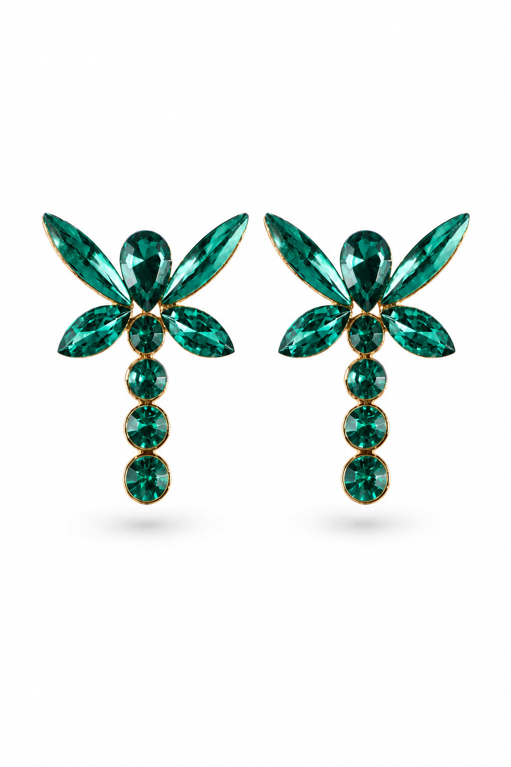 VESPERA Crystal Dragonfly Statement Earrings