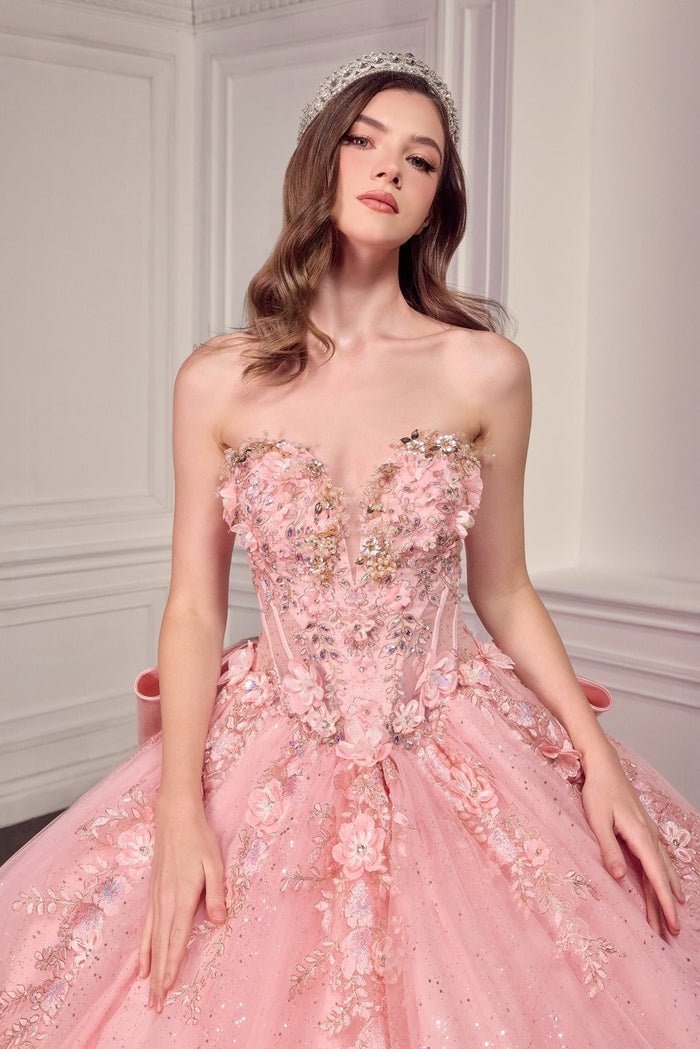MELBA Strapless Sweetheart Floral Quinceañera Ball Gown