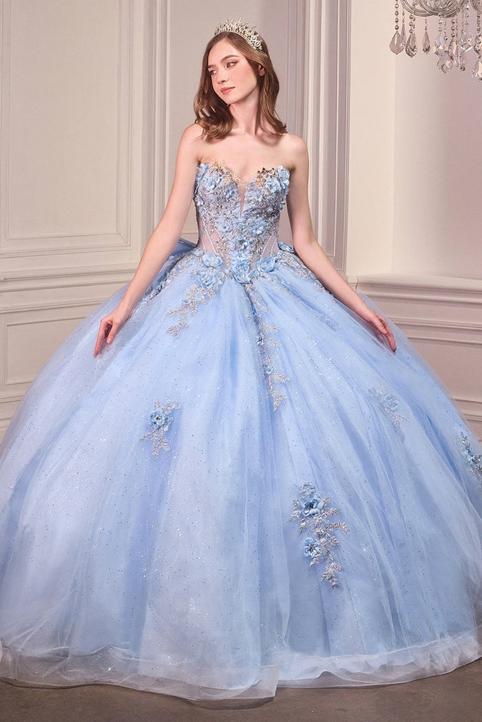 MELBA Strapless Sweetheart Floral Quinceañera Ball Gown