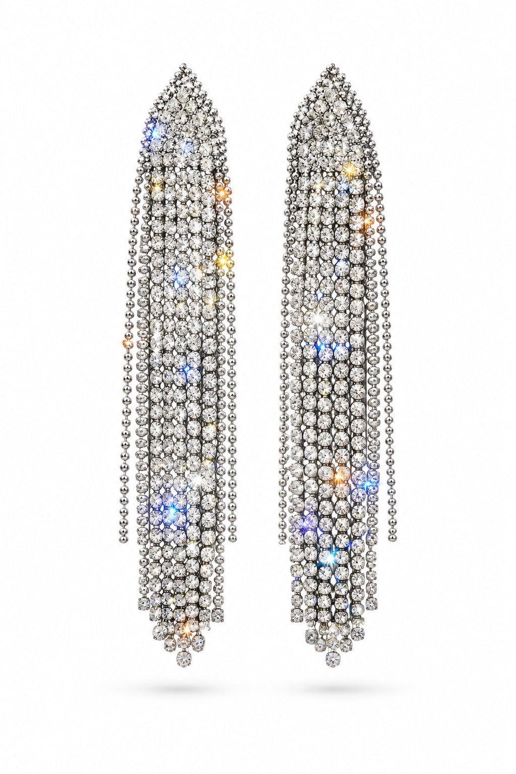 SERAPHINA Crystal Waterfall Fringe Statement Earrings