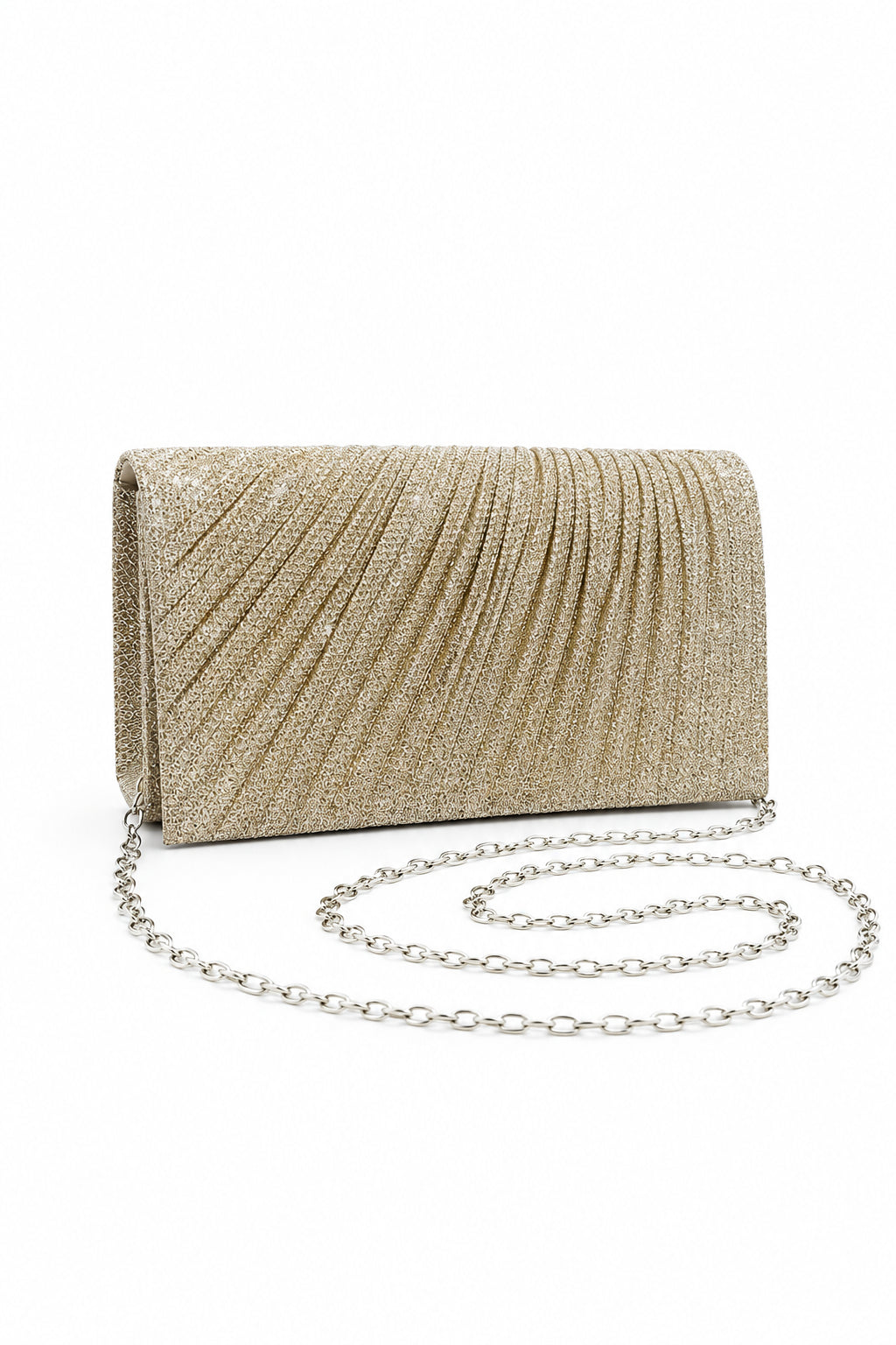 SELENE Pleated Shimmer Evening Clutch Bag