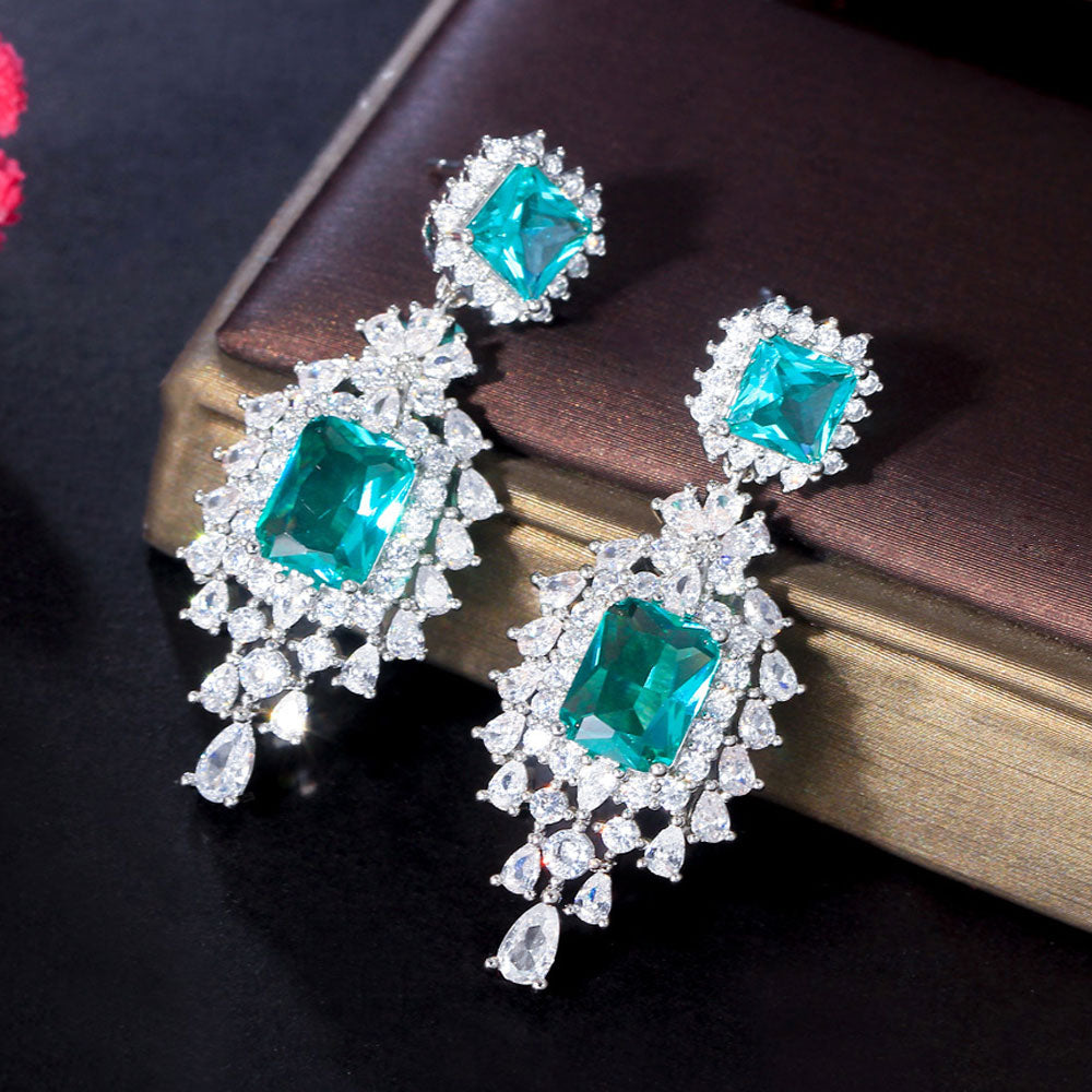 Emerald Crystal Statement Earrings