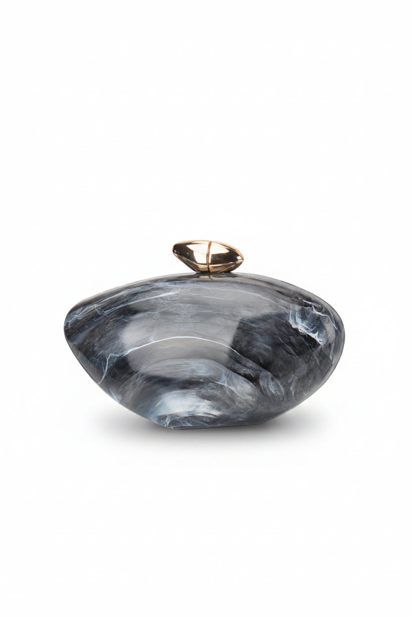 Honey Couture NOVA Sculptural Oval Hard Case Clutch Bag