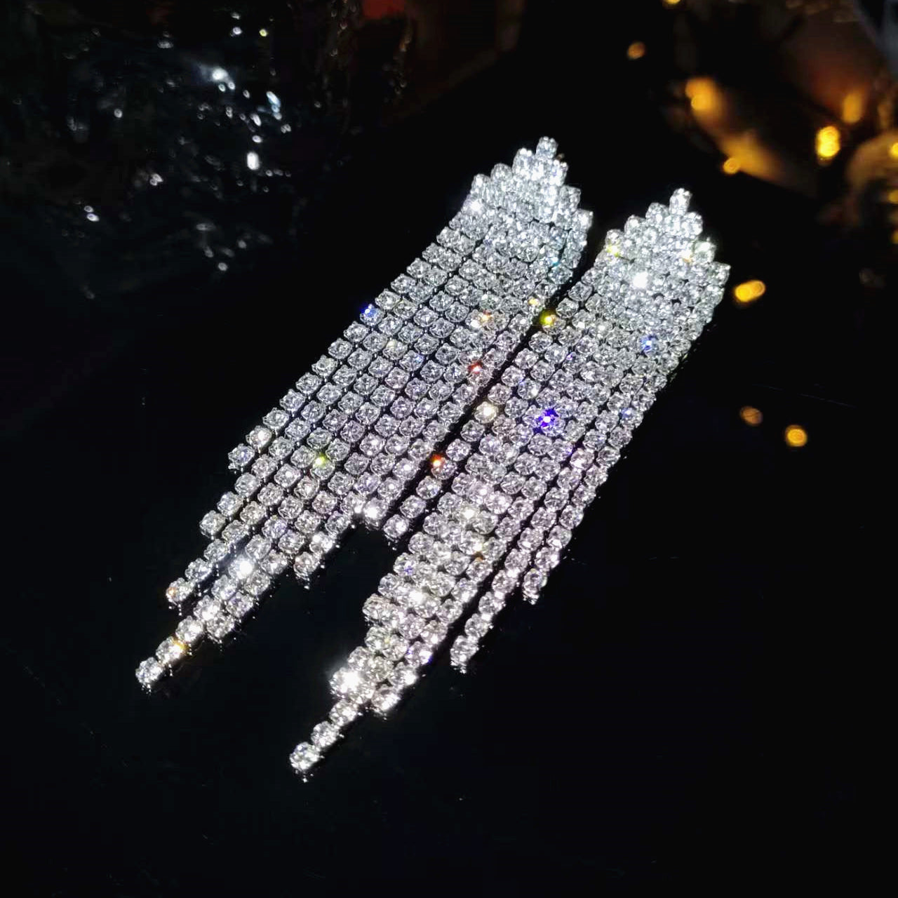 Crystal Waterfall Statement Earrings