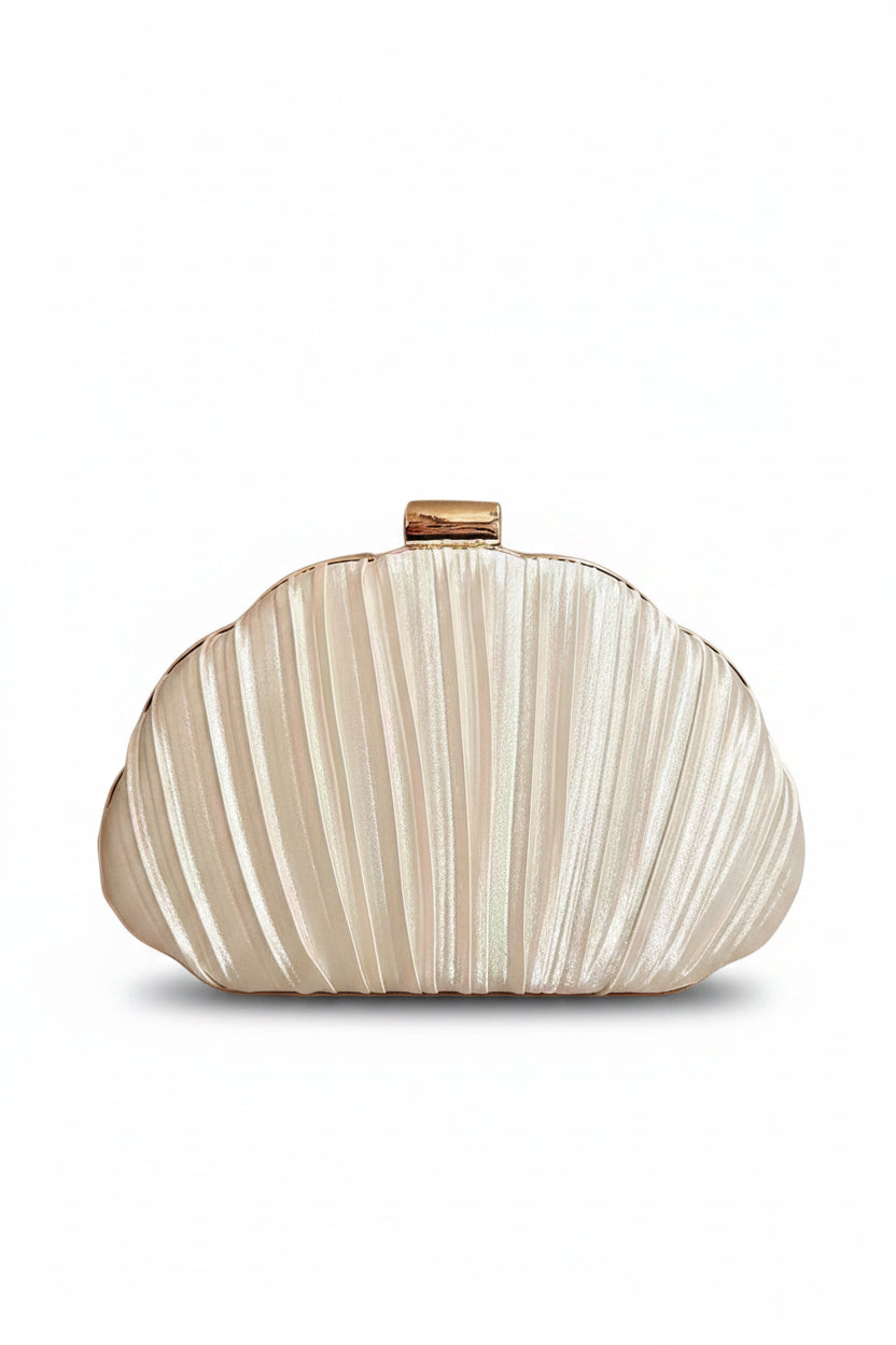 Honey Couture MARINA Pleated Shell Box Clutch Bag