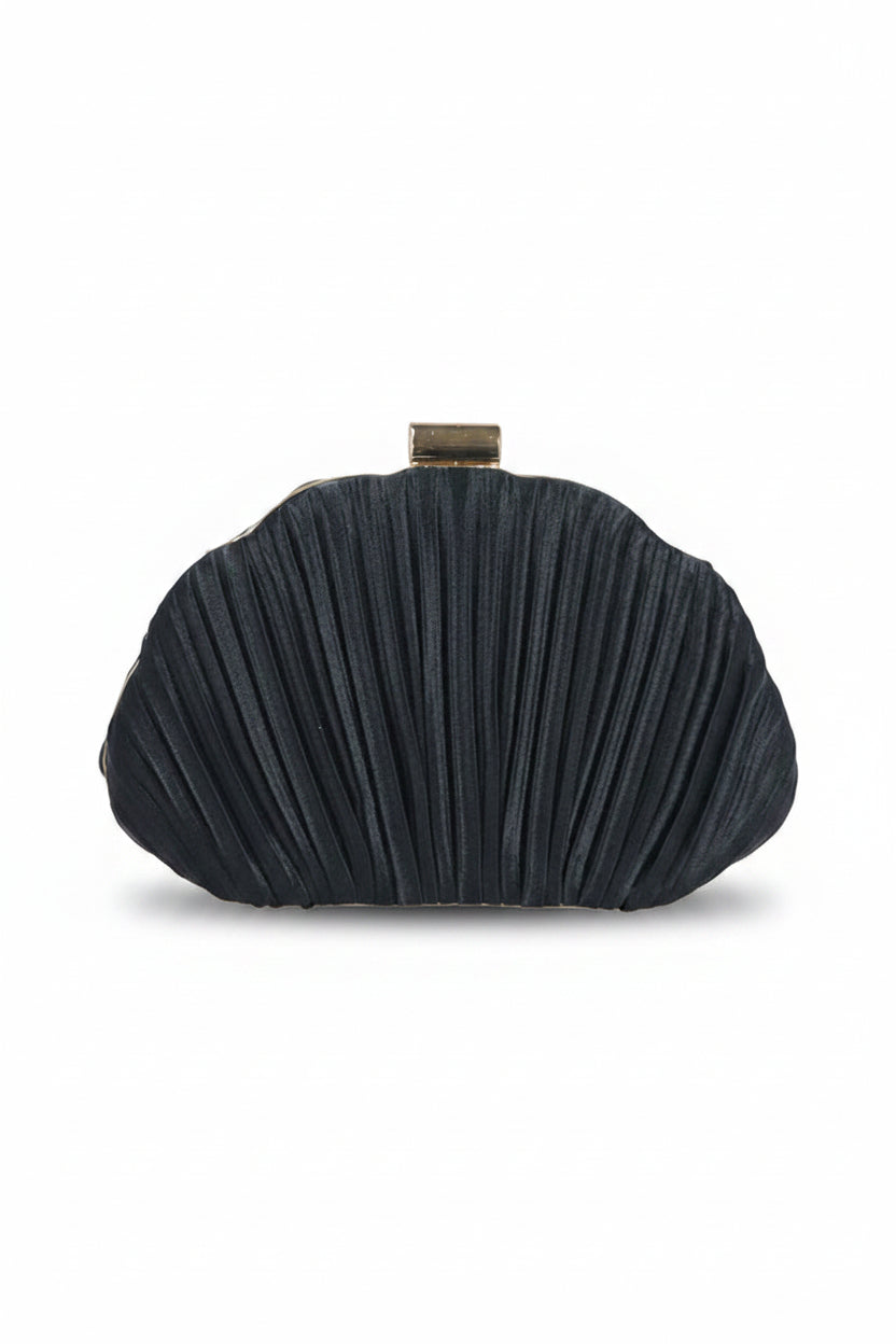Honey Couture MARINA Pleated Shell Box Clutch Bag