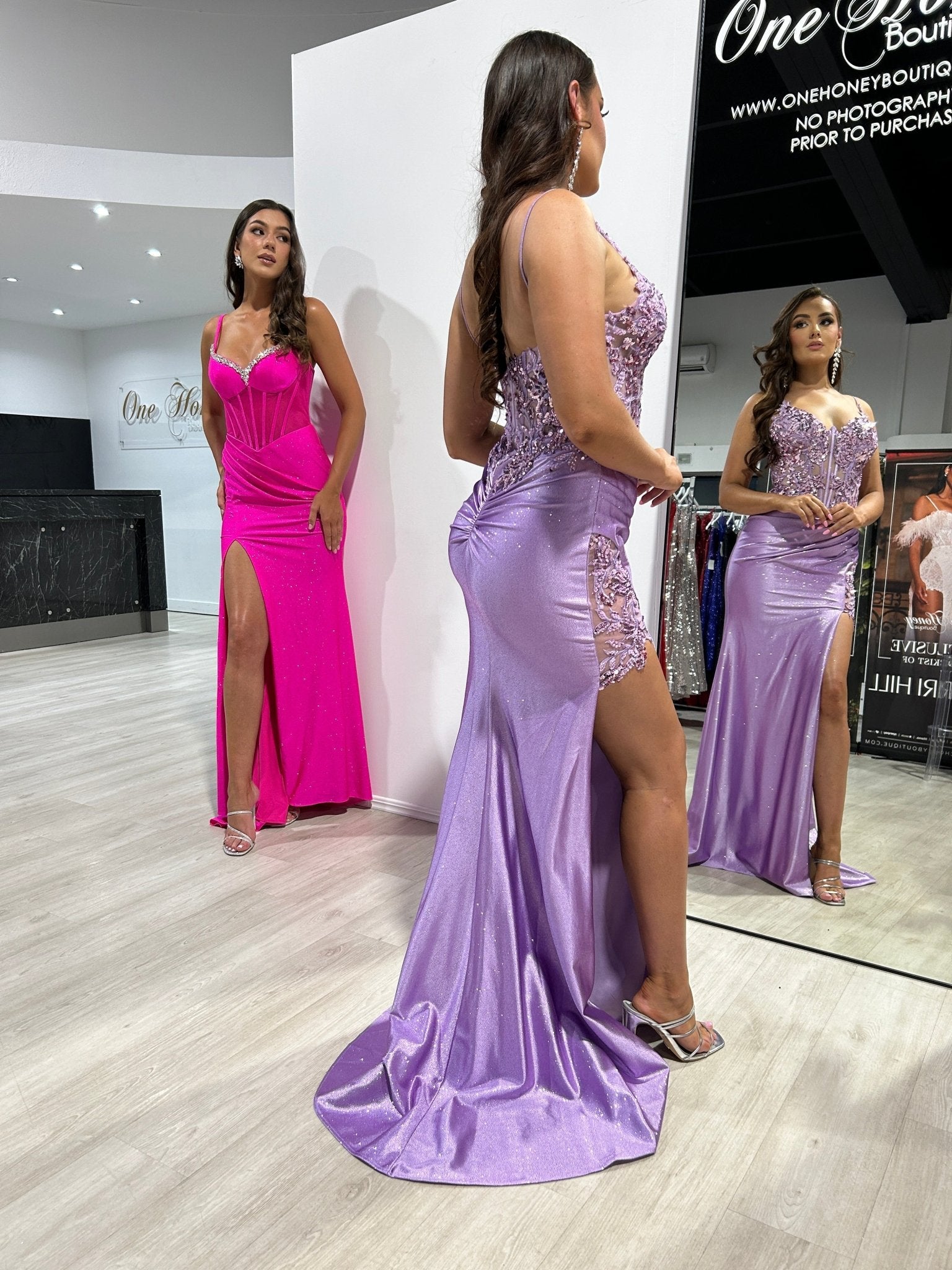 ODESSA Embellished Glitter Satin Mermaid Formal Dress in Australia | One Honey Boutique