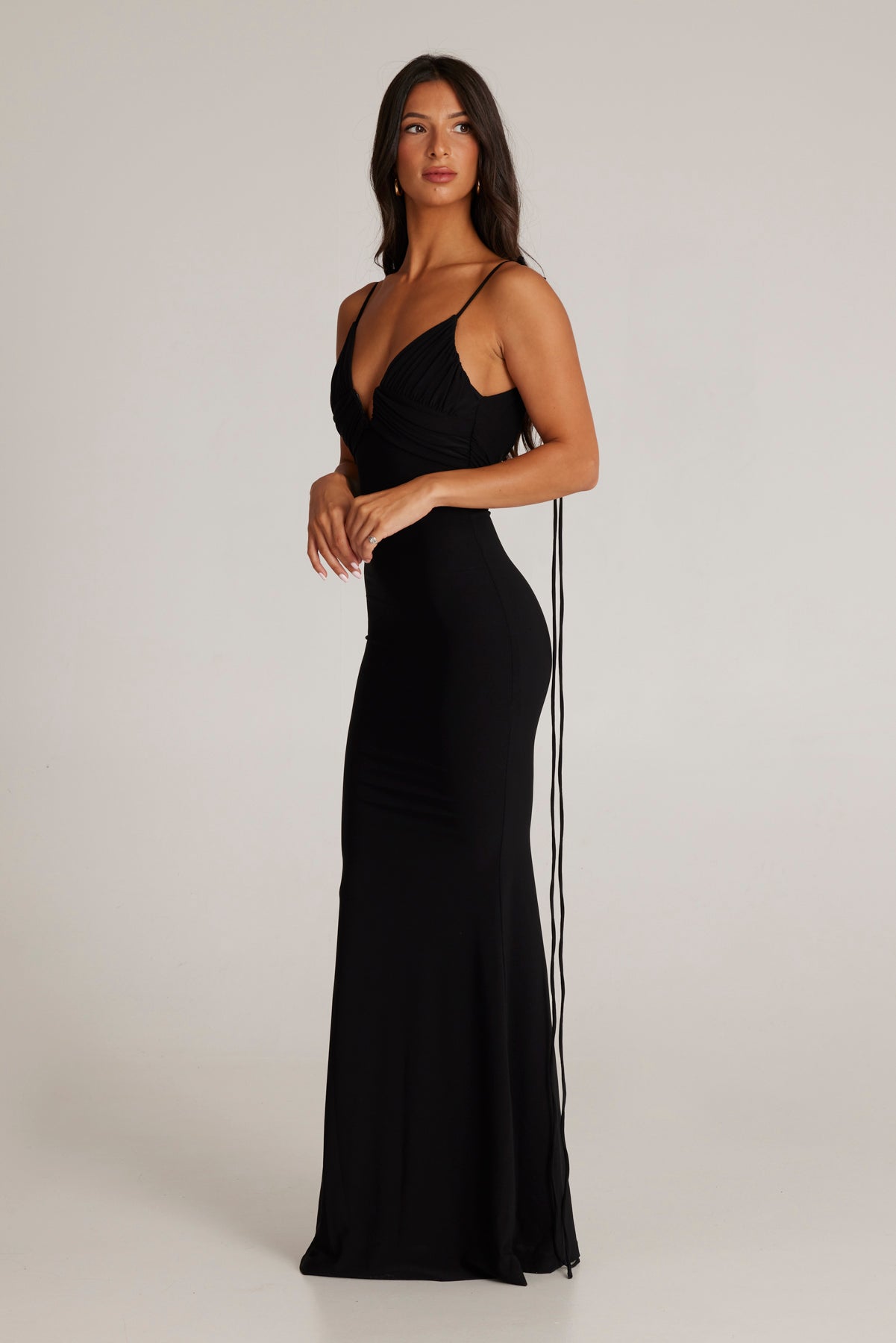 MÉLANI The Label ANTONIA Black Low Back Midi Dress