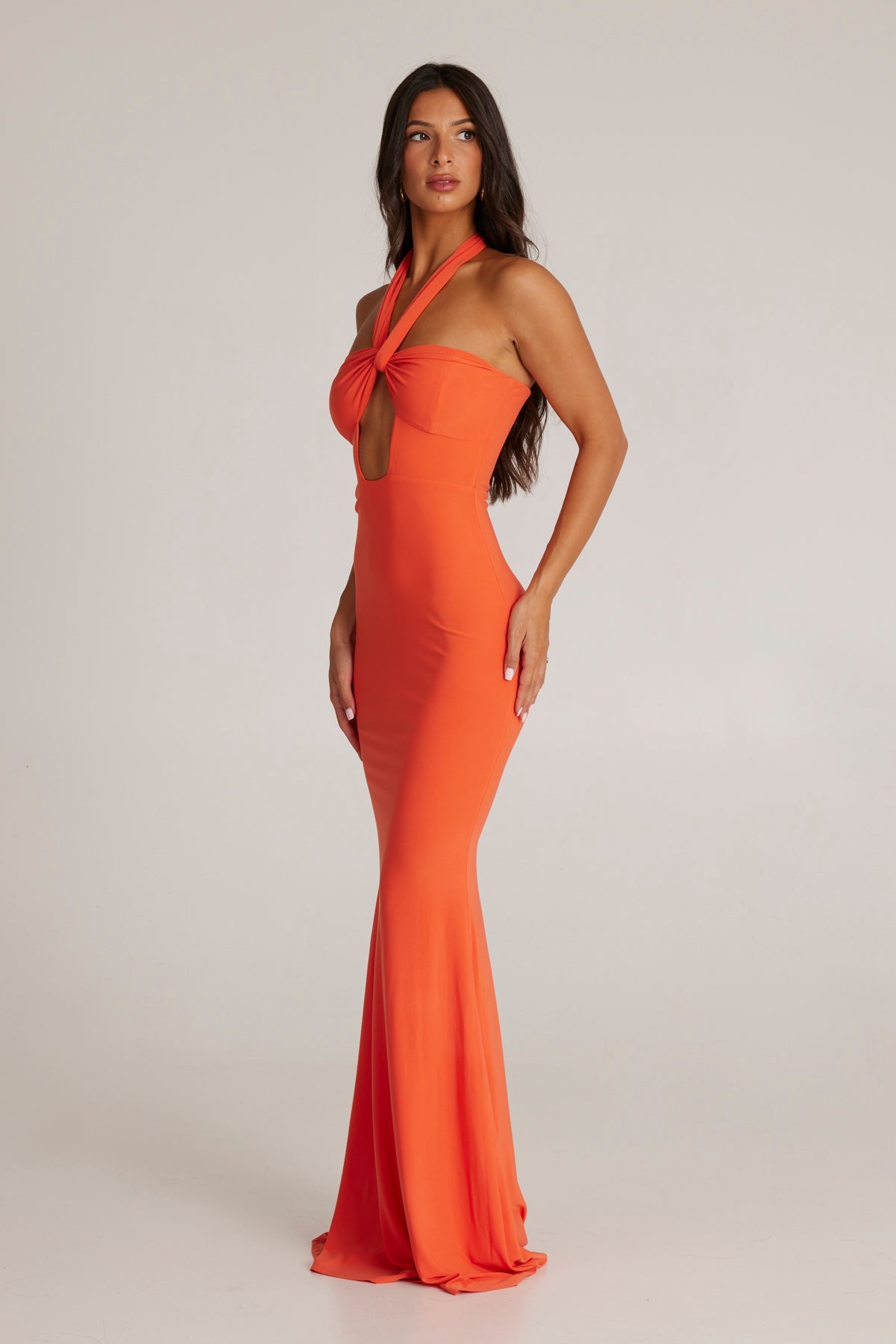 MÉLANI The Label STELLA Coral Key Hole Cut Out Form Fitted Dress