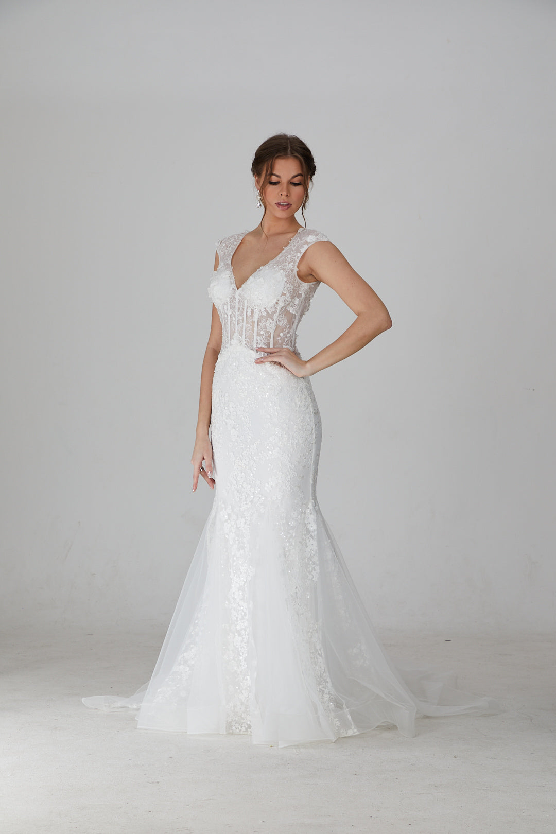 BelleAmour Couture GENEVIEVE White Lace Mermaid Bridal Gown