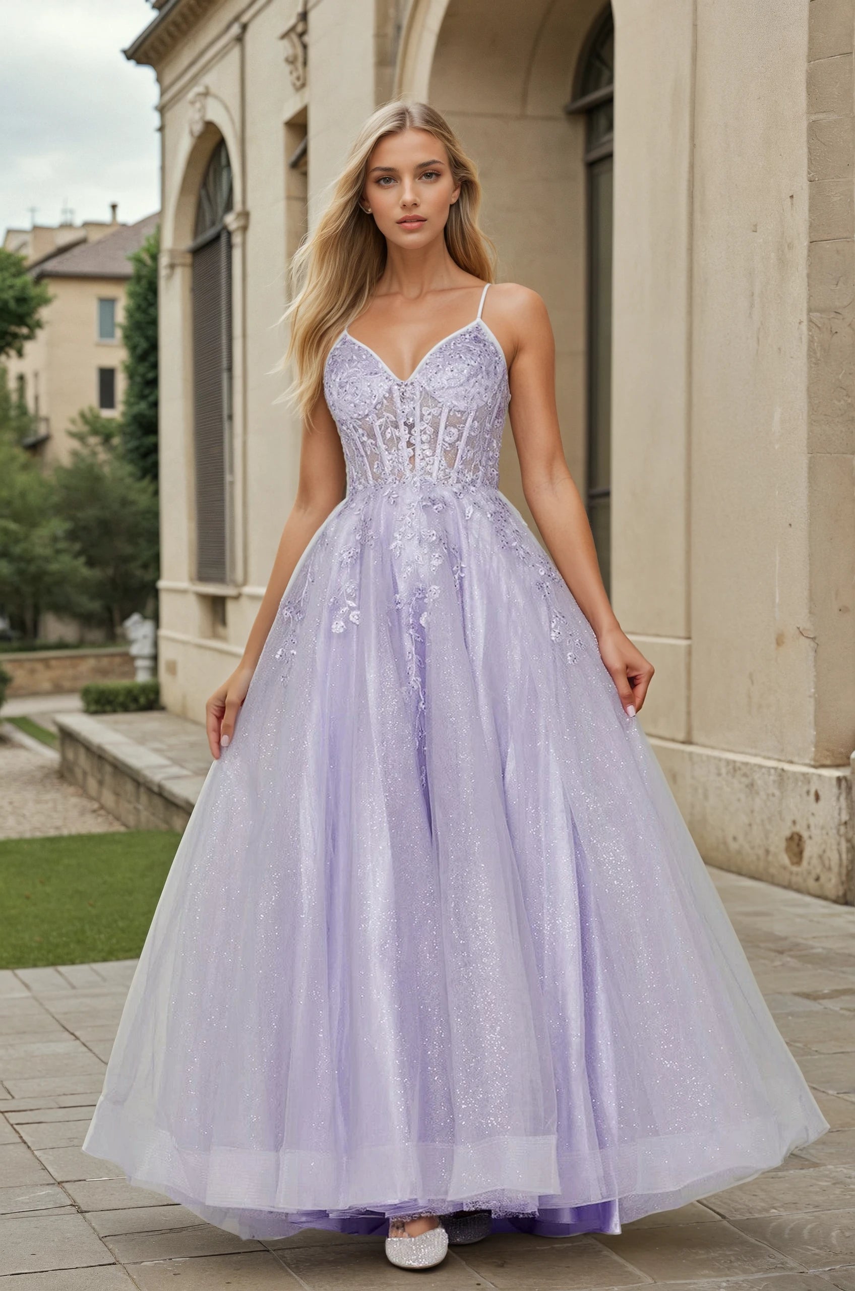 Honey Couture KAELA Lace & Mesh Feature Tulle Formal Dress