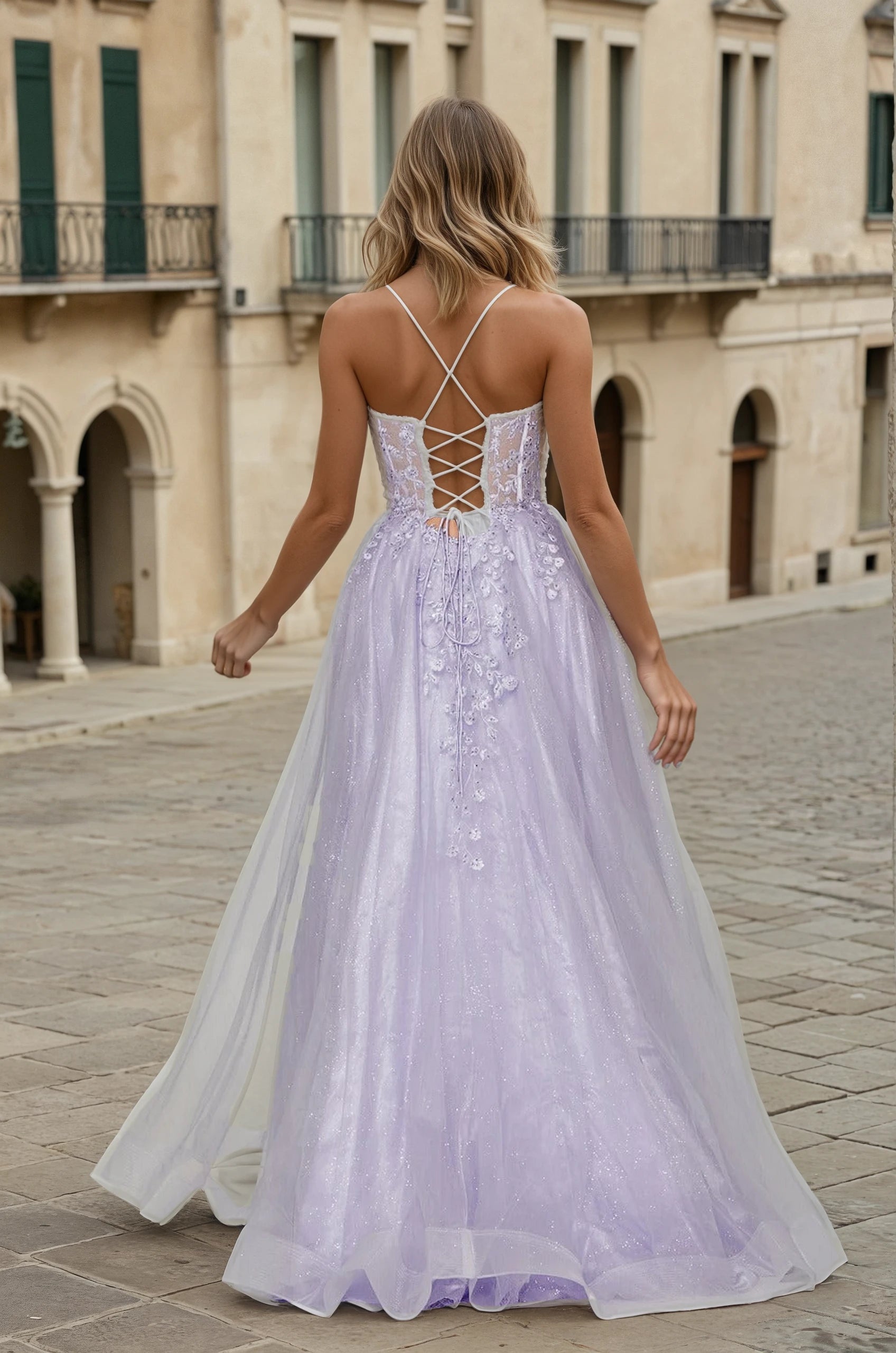 Honey Couture KAELA Lace & Mesh Feature Tulle Formal Dress