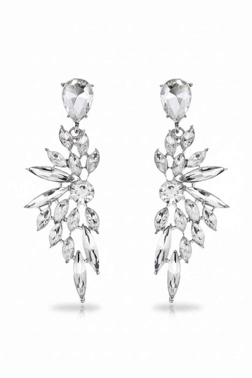 Honey Couture SERAPHINA Crystal Wing Statement Drop Earrings