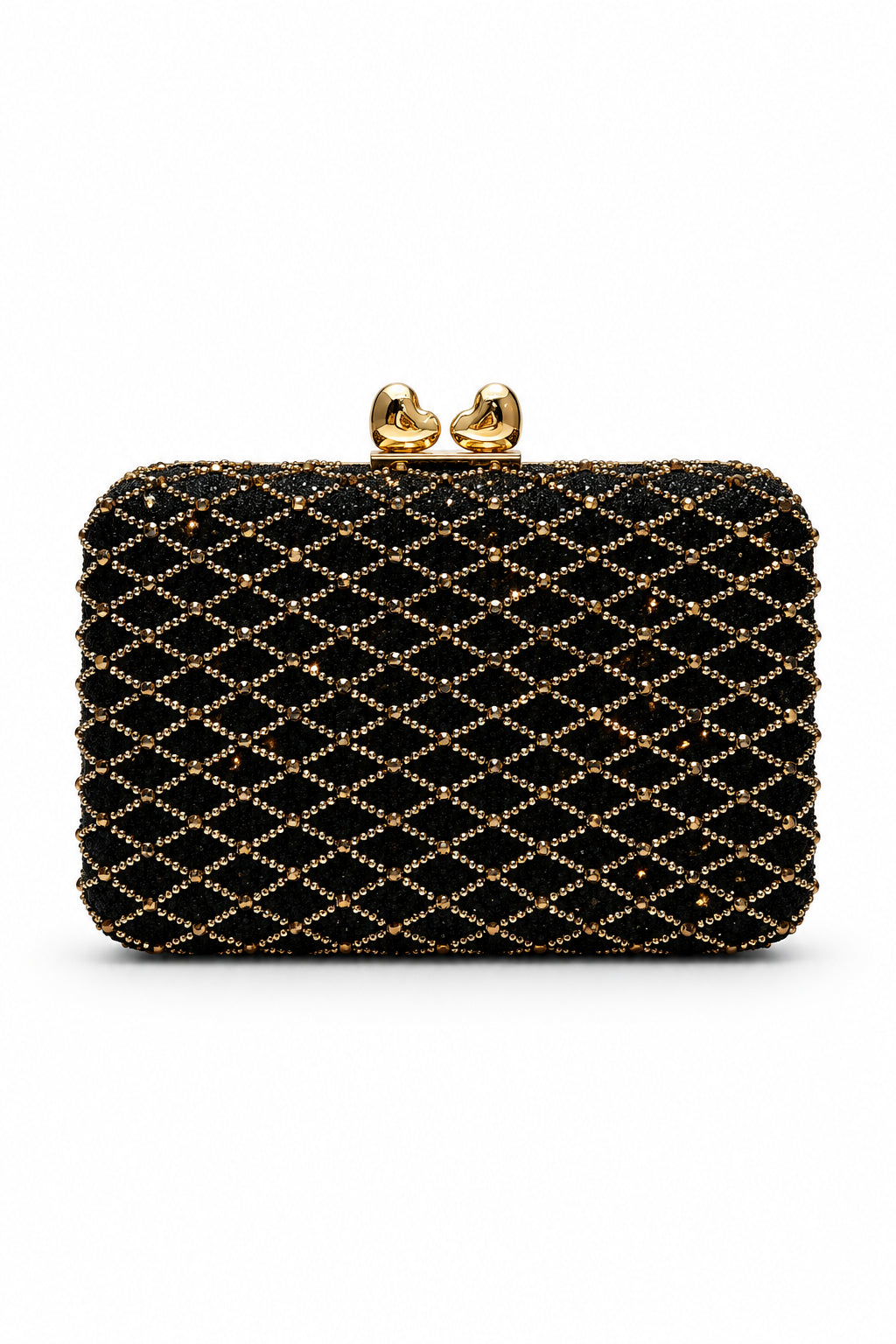 VESPER Crystal Wave Heart Clasp Evening Clutch Bag