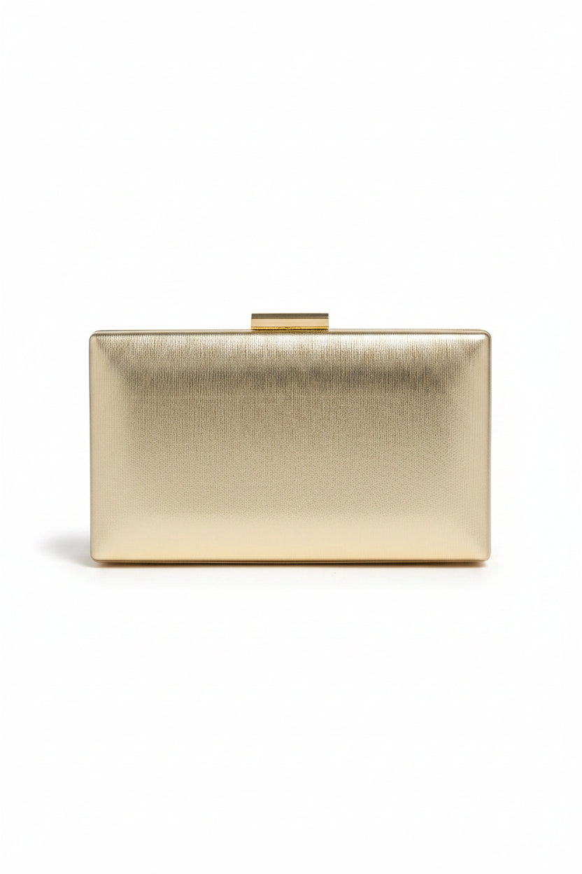 Honey Couture MONACO Metallic Box Clutch Bag