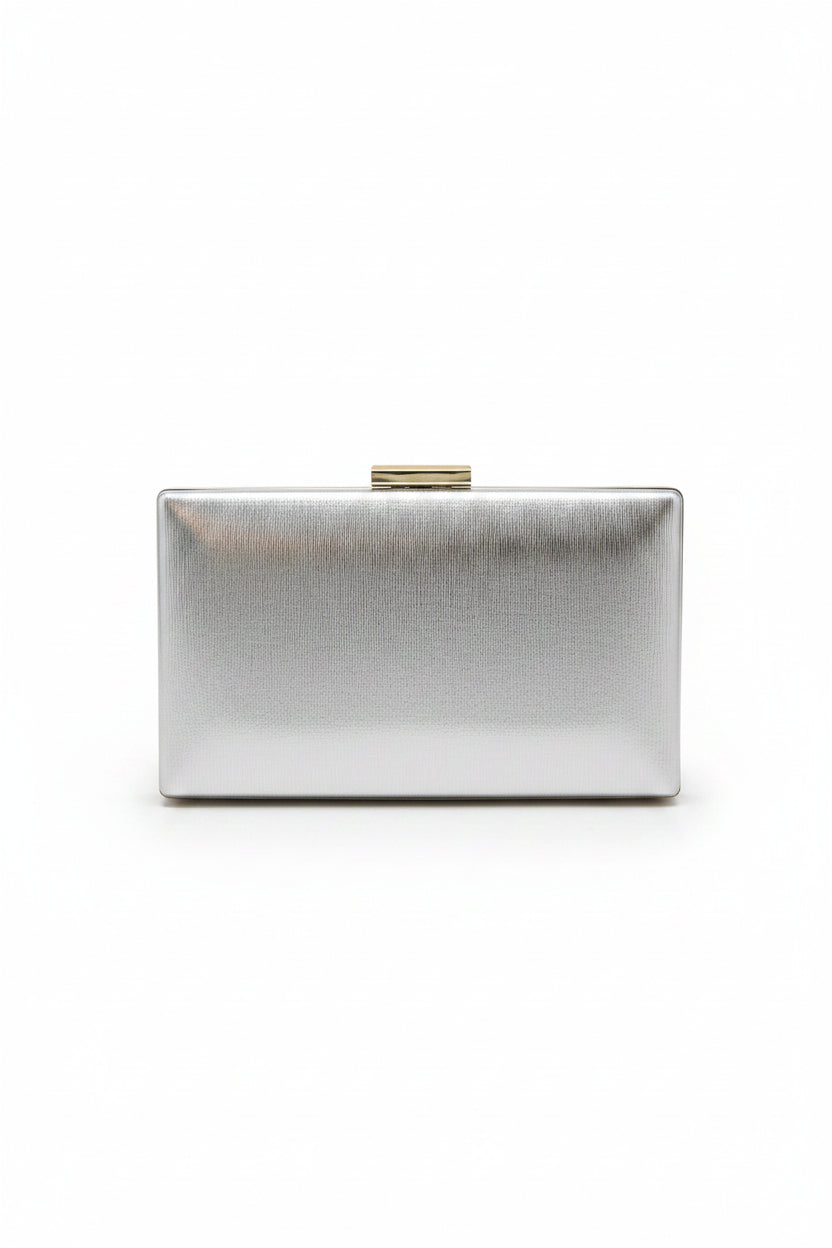 Honey Couture MONACO Metallic Box Clutch Bag