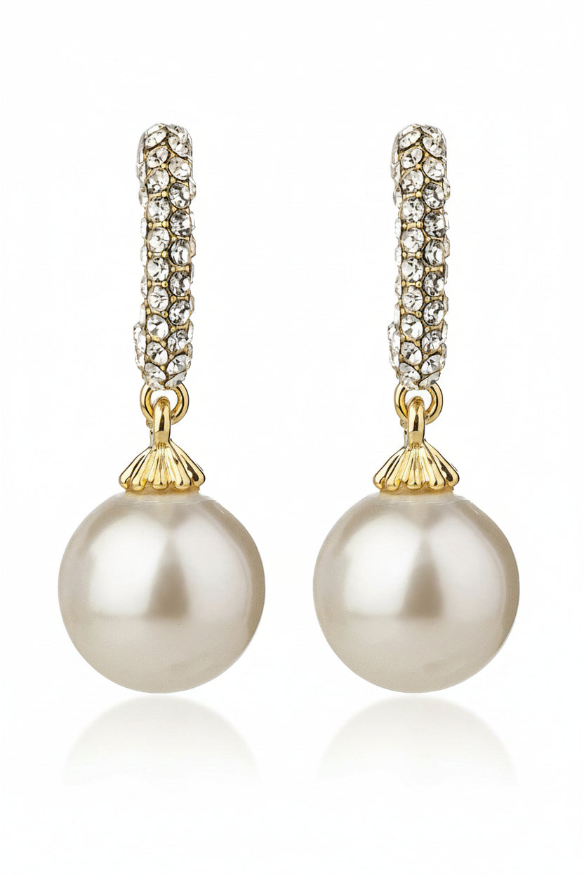 Gregory Ladner Pavé CZ Hoop Faux Pearl Drop Earrings