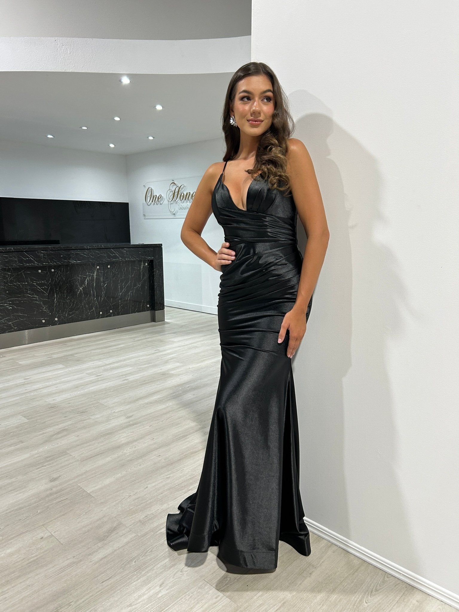 CHARLIE Stretch Satin Mermaid Prom & Formal Dress in Australia | One Honey Boutique