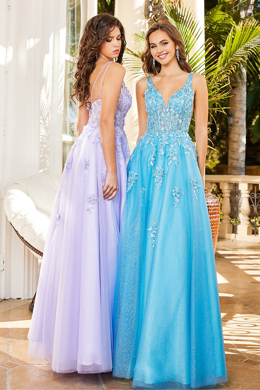 OH3090 A Line Long Formal Floral Glitter Prom Formal Dress