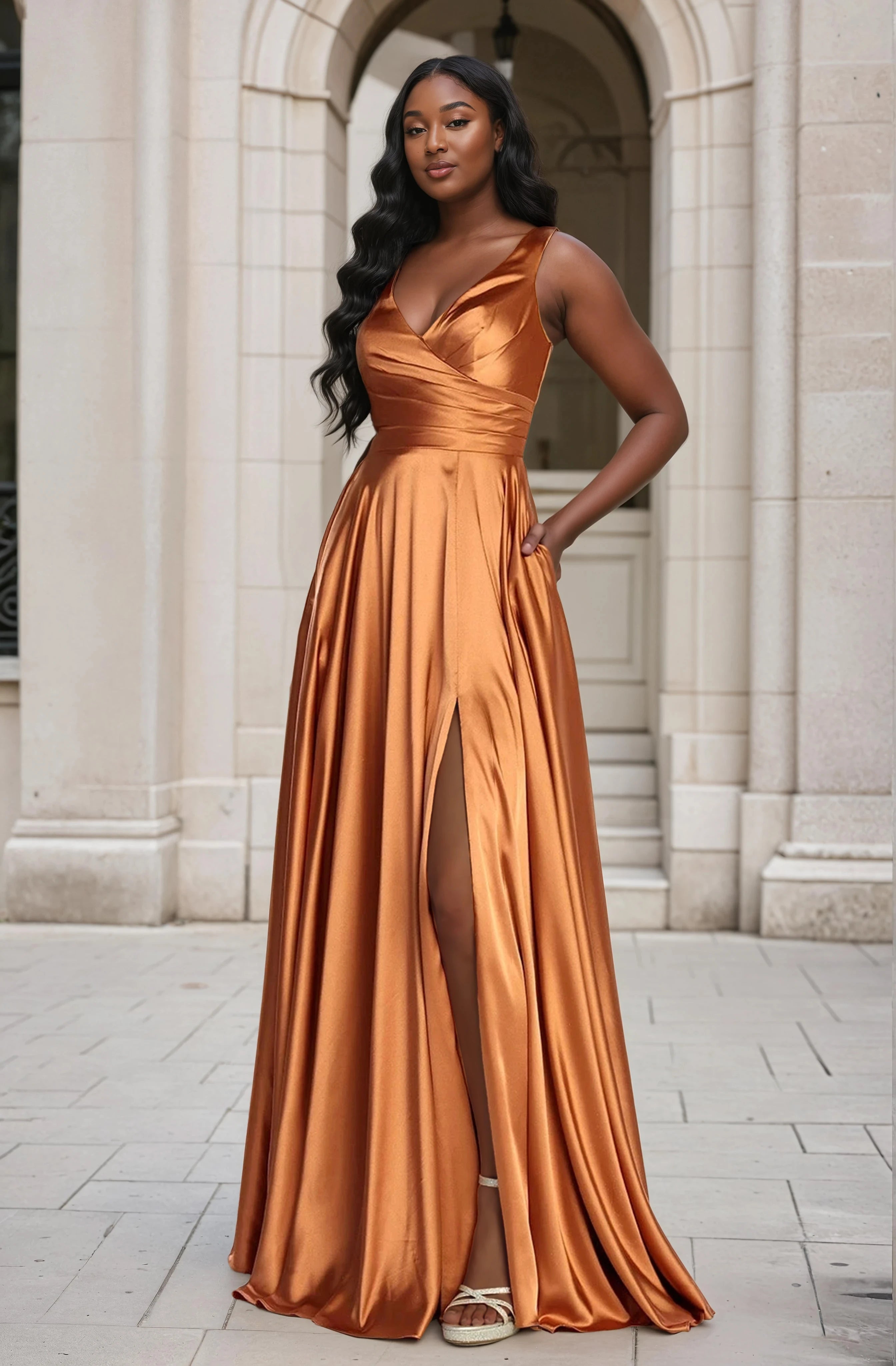 TAMARA Satin A Line Prom & Formal Dress