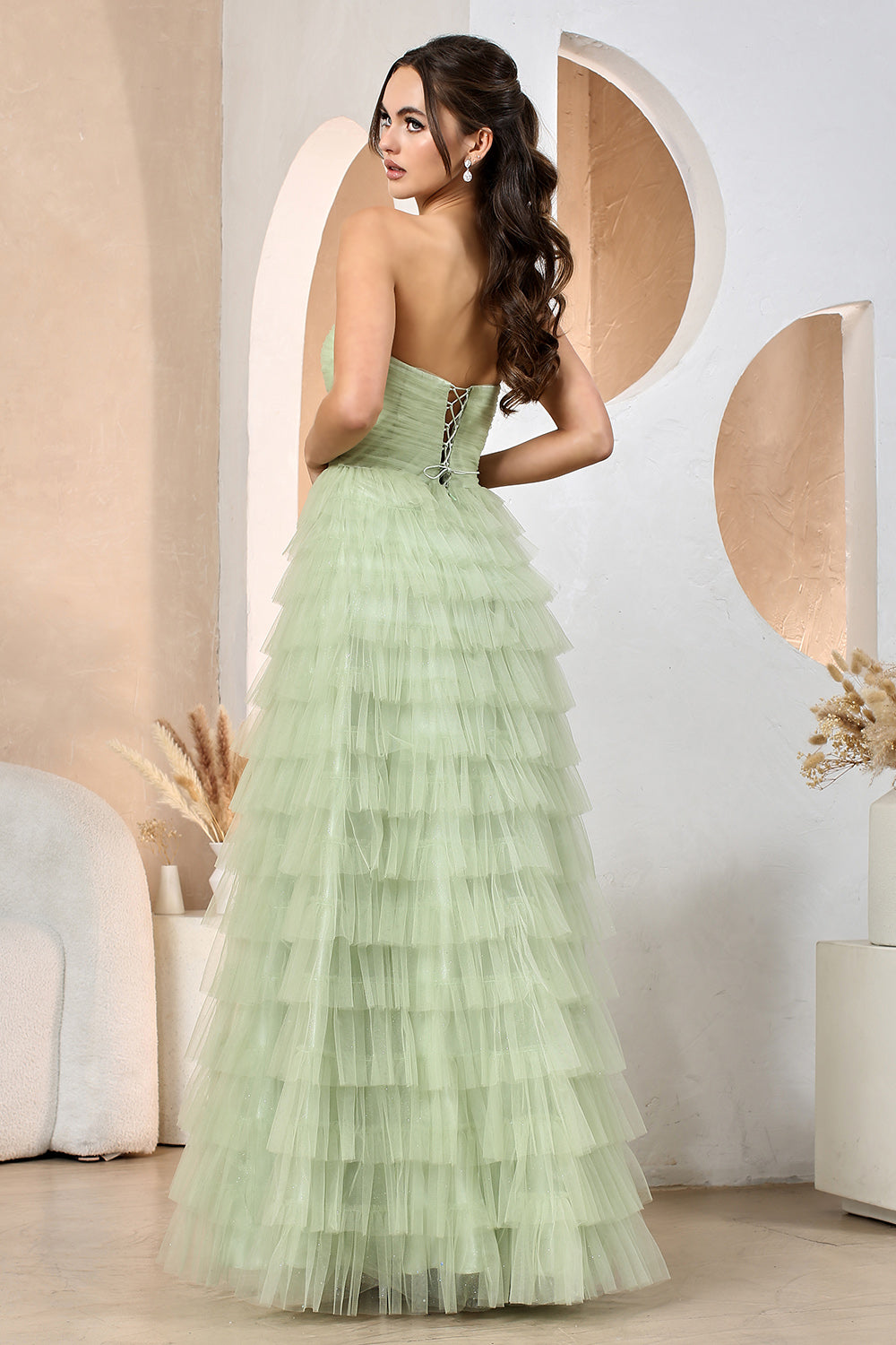 OH3204 Prom Long Tiered A Line School Formal Prom Dress